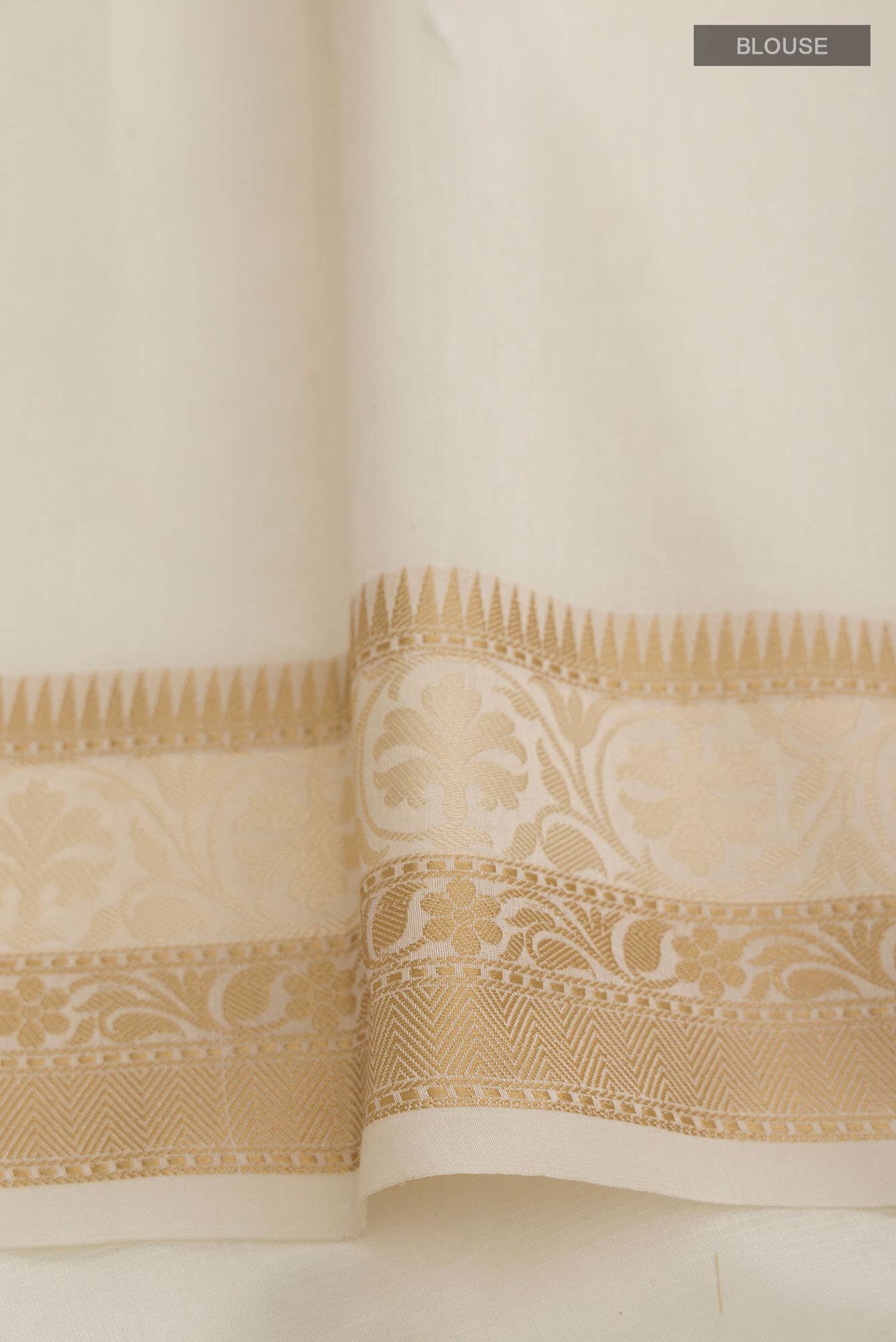 Cream Blended Kota Cotton Saree