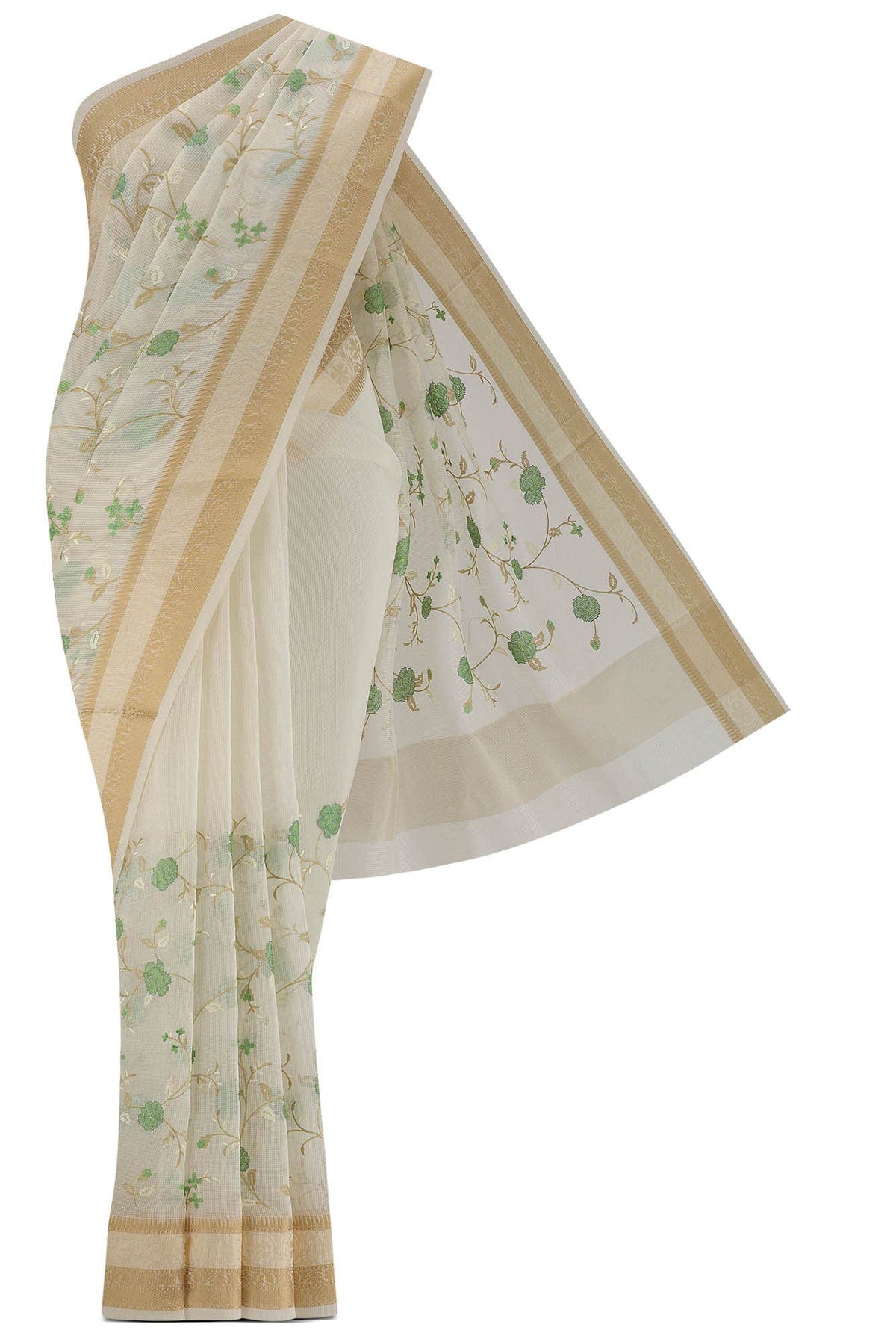 Cream Blended Kota Cotton Saree