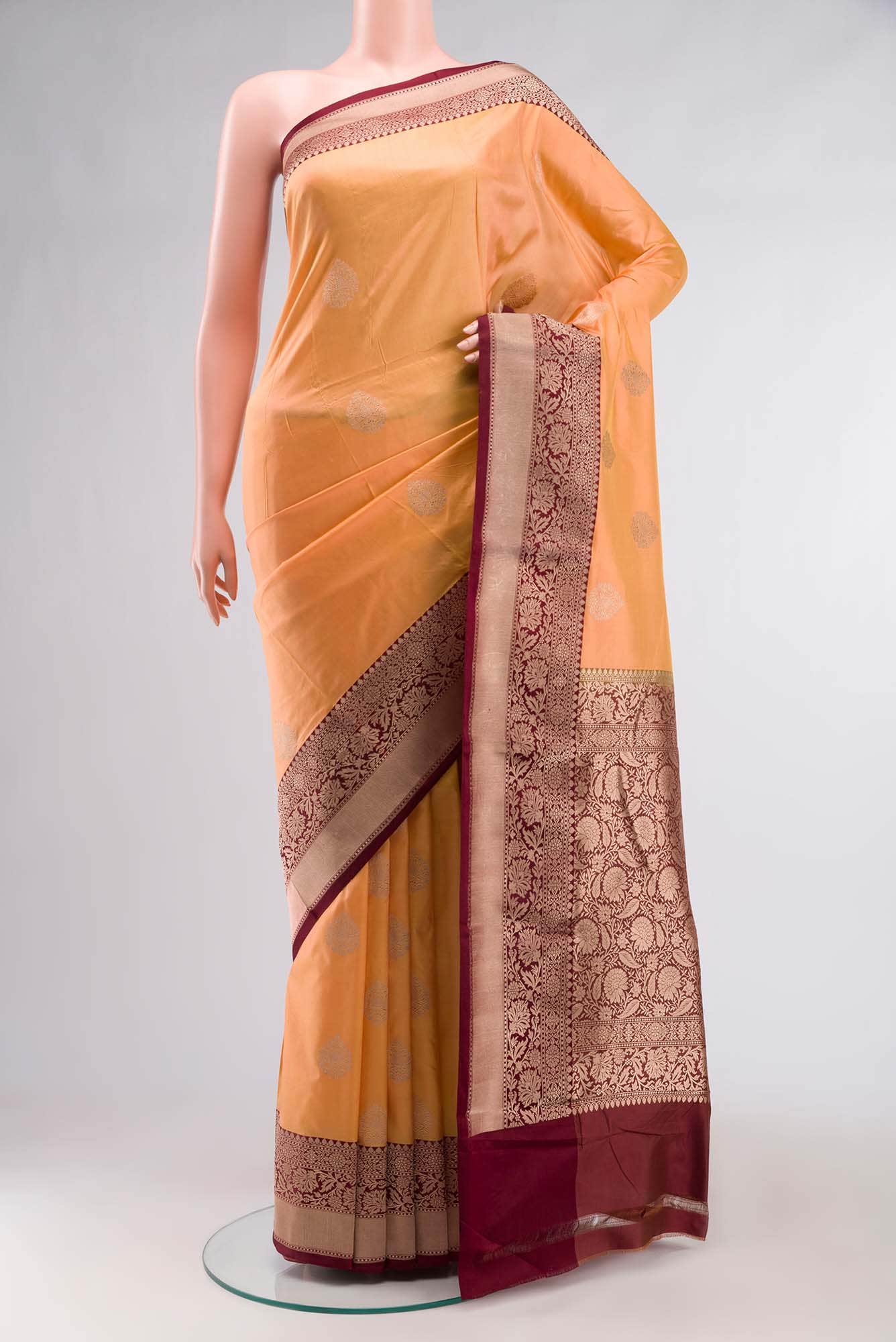 Orange Banarasi Katan Silk Saree