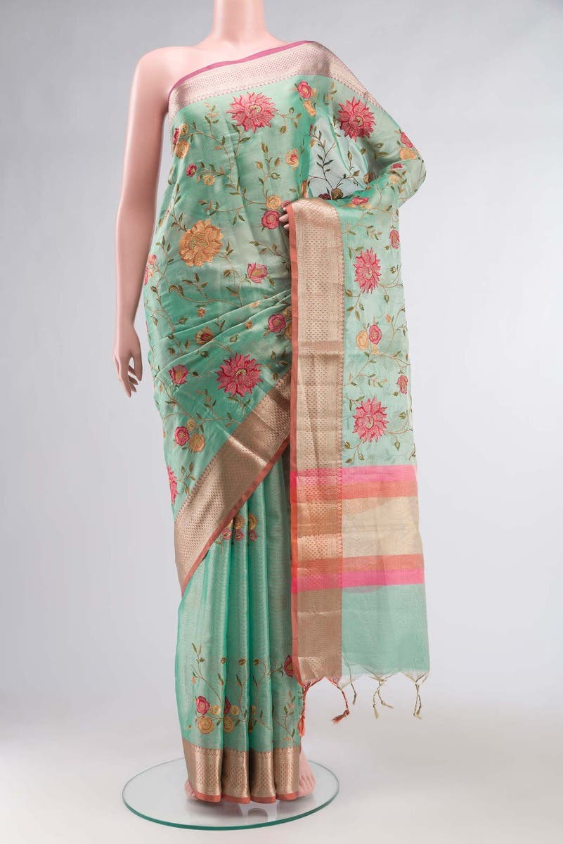 Green Blended Silk Cotton Saree