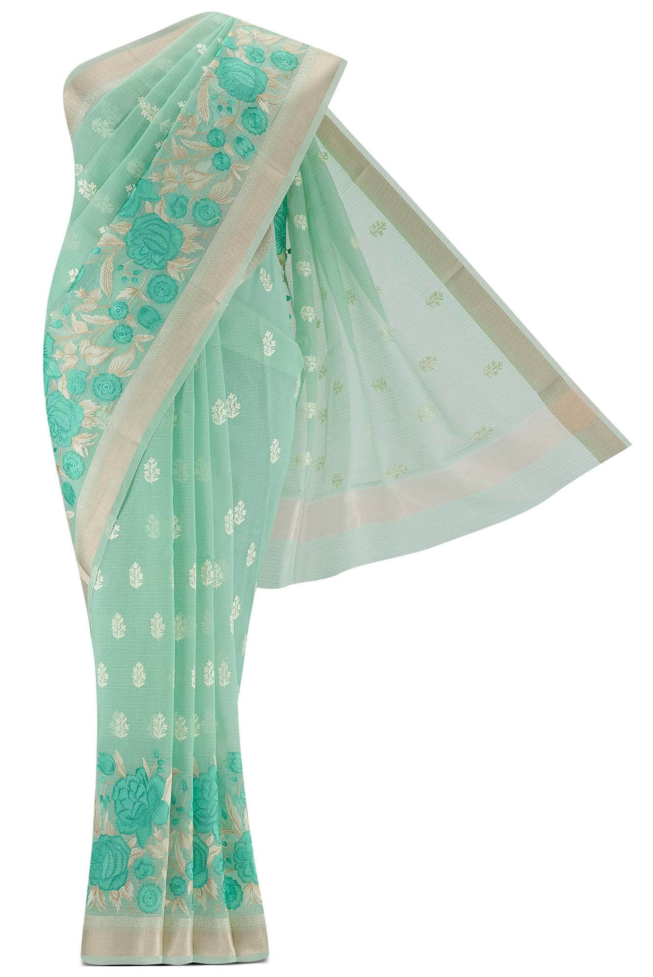 Green Blended Kota Cotton Saree