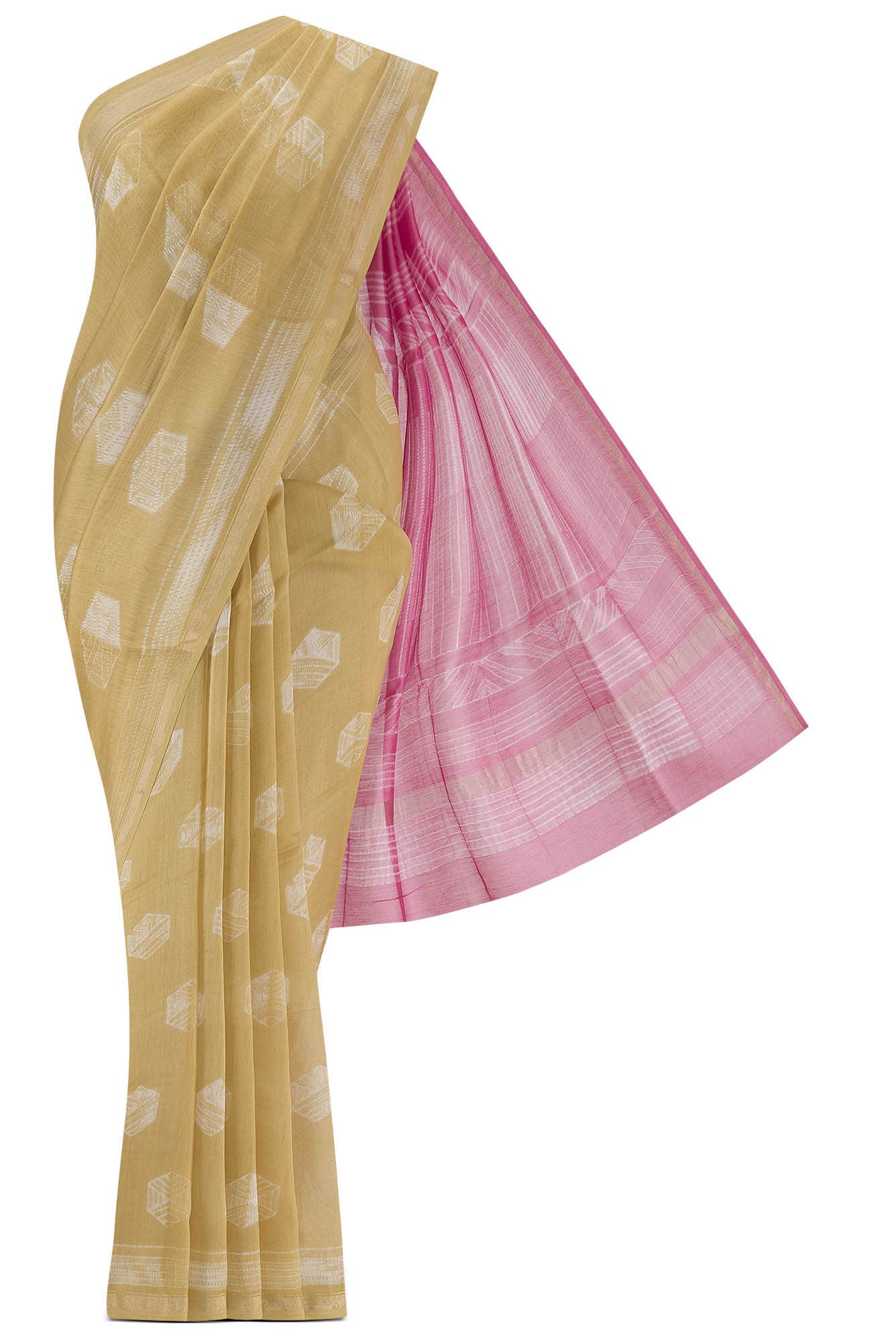 Beige Silk Cotton Saree