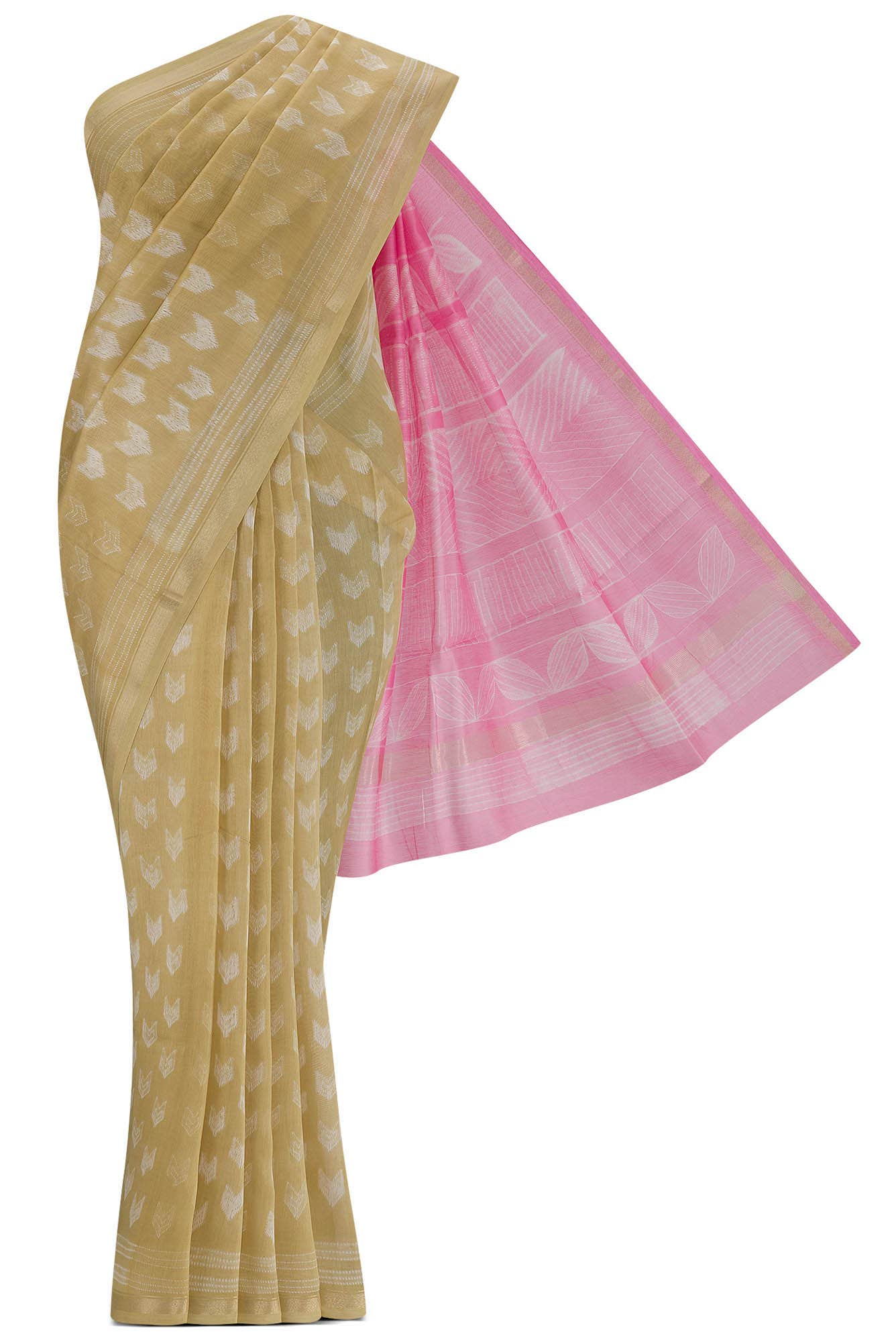 Beige Silk Cotton Saree