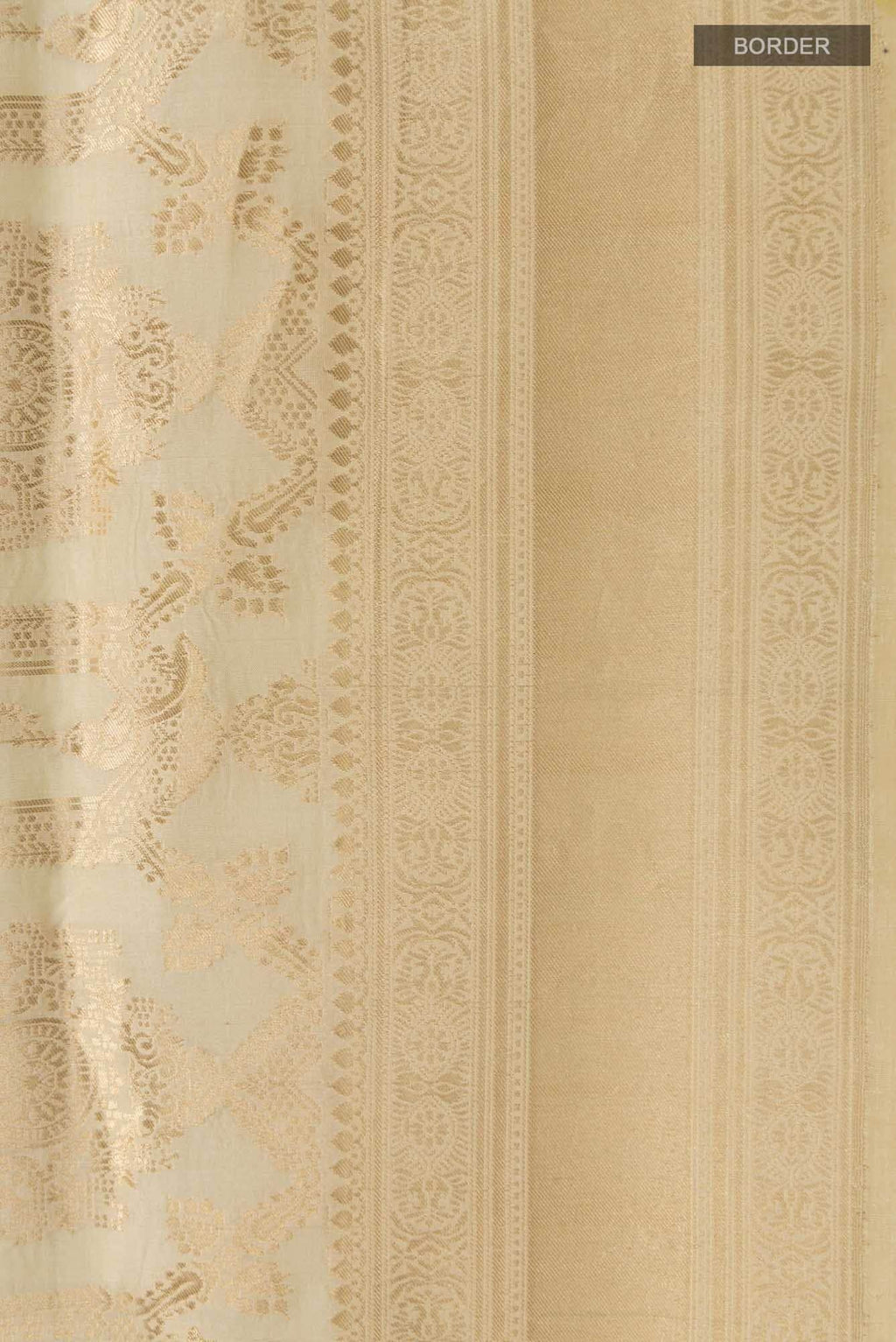 Priyasambad-Cream Banarasi Silk Saree