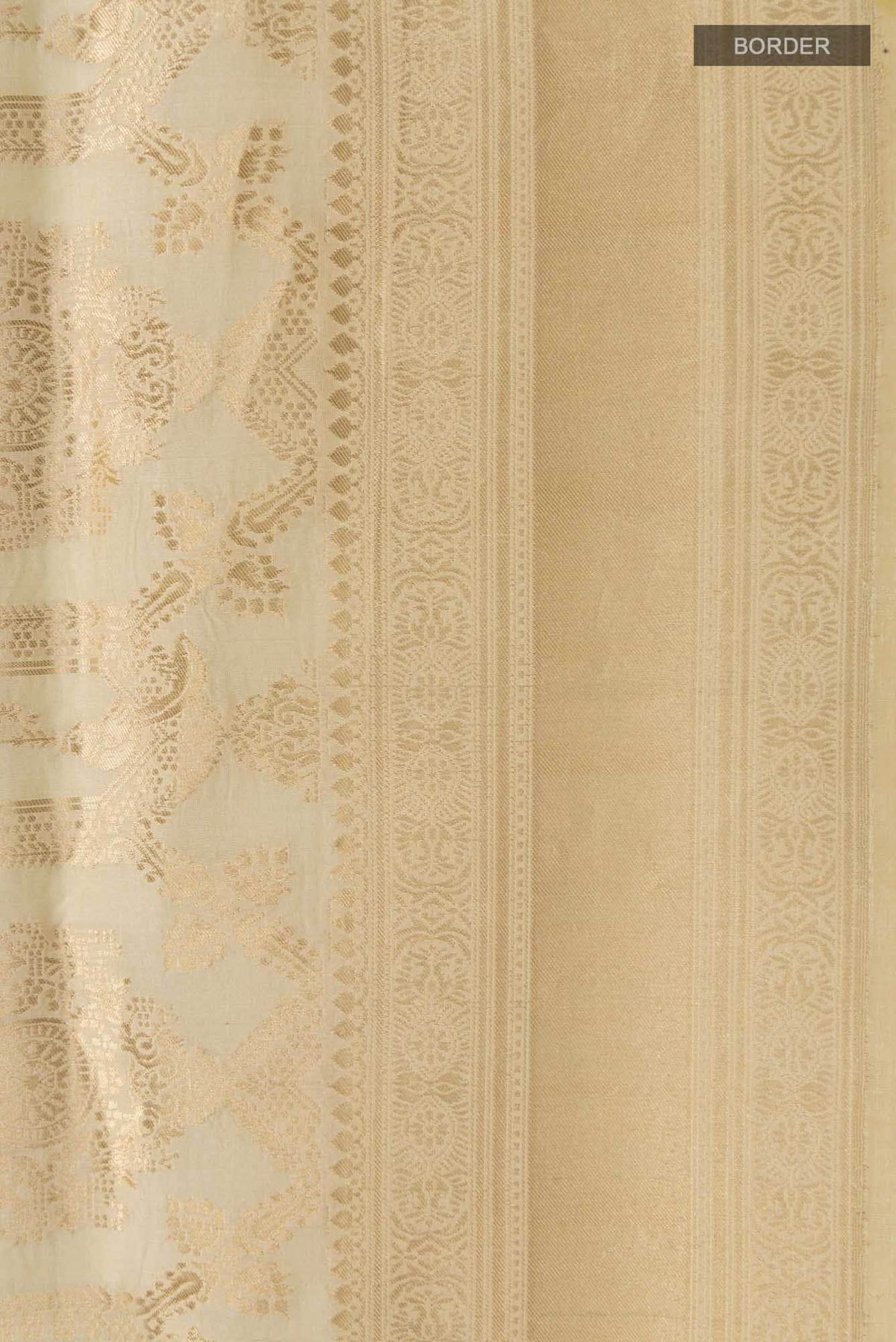 Priyasambad-Cream Banarasi Silk Saree