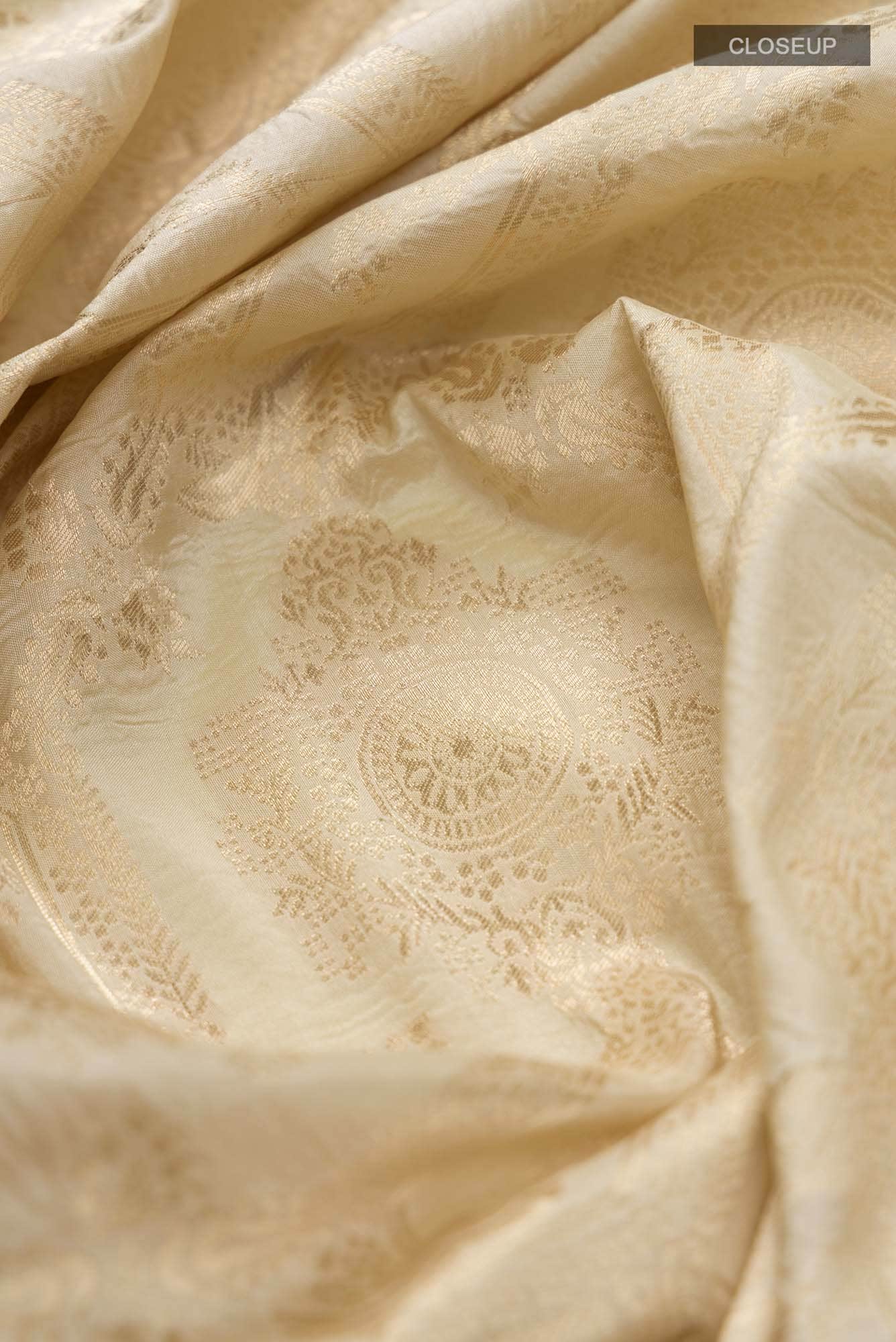 Priyasambad-Cream Banarasi Silk Saree