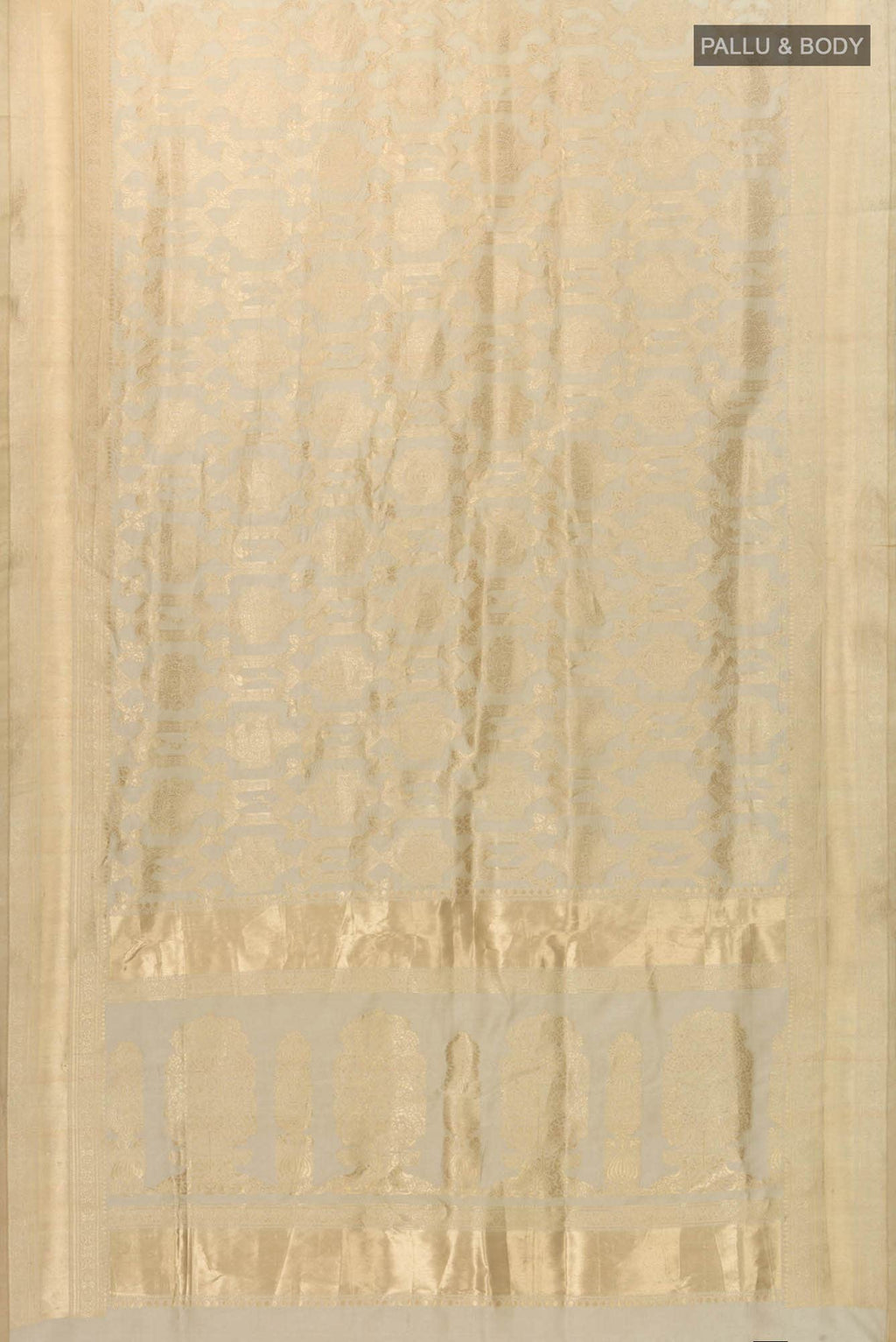 Priyasambad-Cream Banarasi Silk Saree