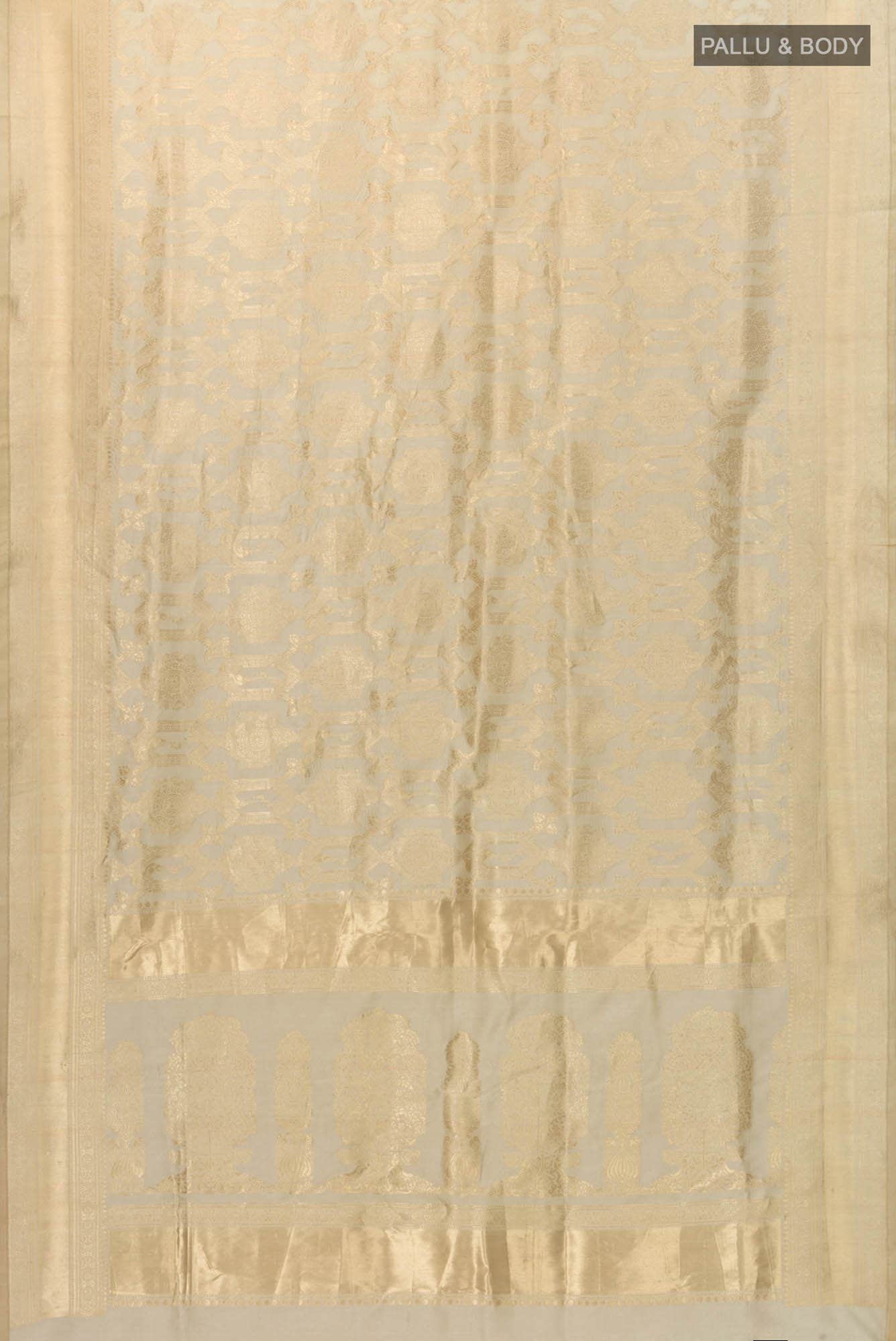 Priyasambad-Cream Banarasi Silk Saree