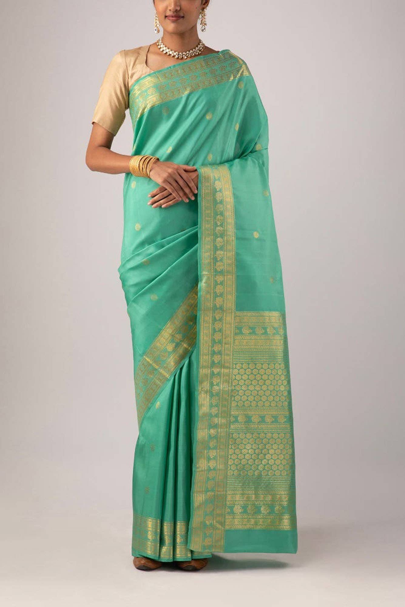 Anudhyana - Light Teal Kanchipuram Silk Saree