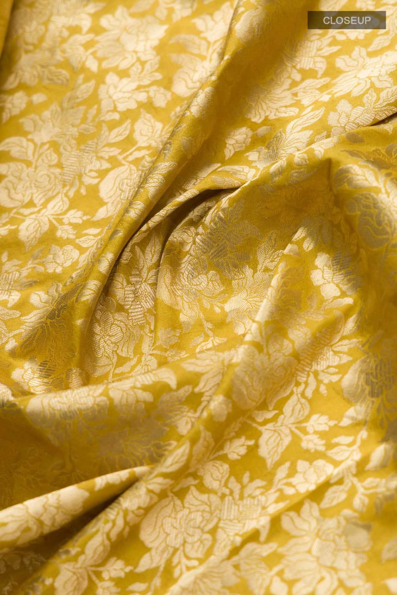 Blossom Bahar- Yellow Banarasi Silk Saree