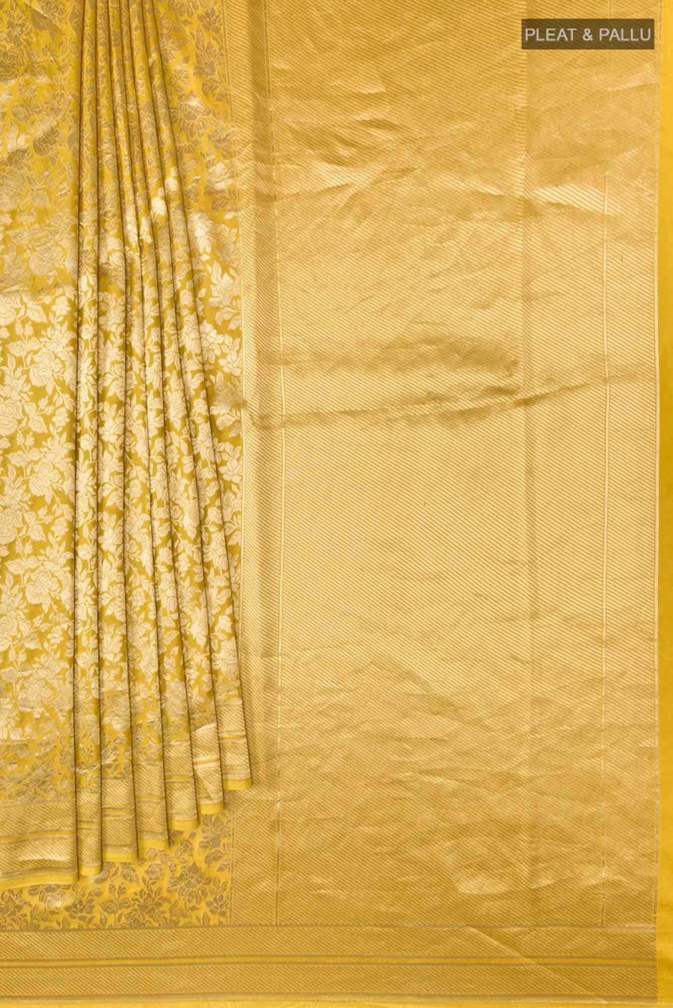 Blossom Bahar- Yellow Banarasi Silk Saree