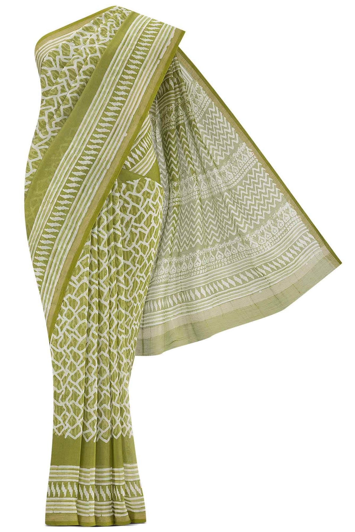 Green Maheshwari Silk Cotton Saree