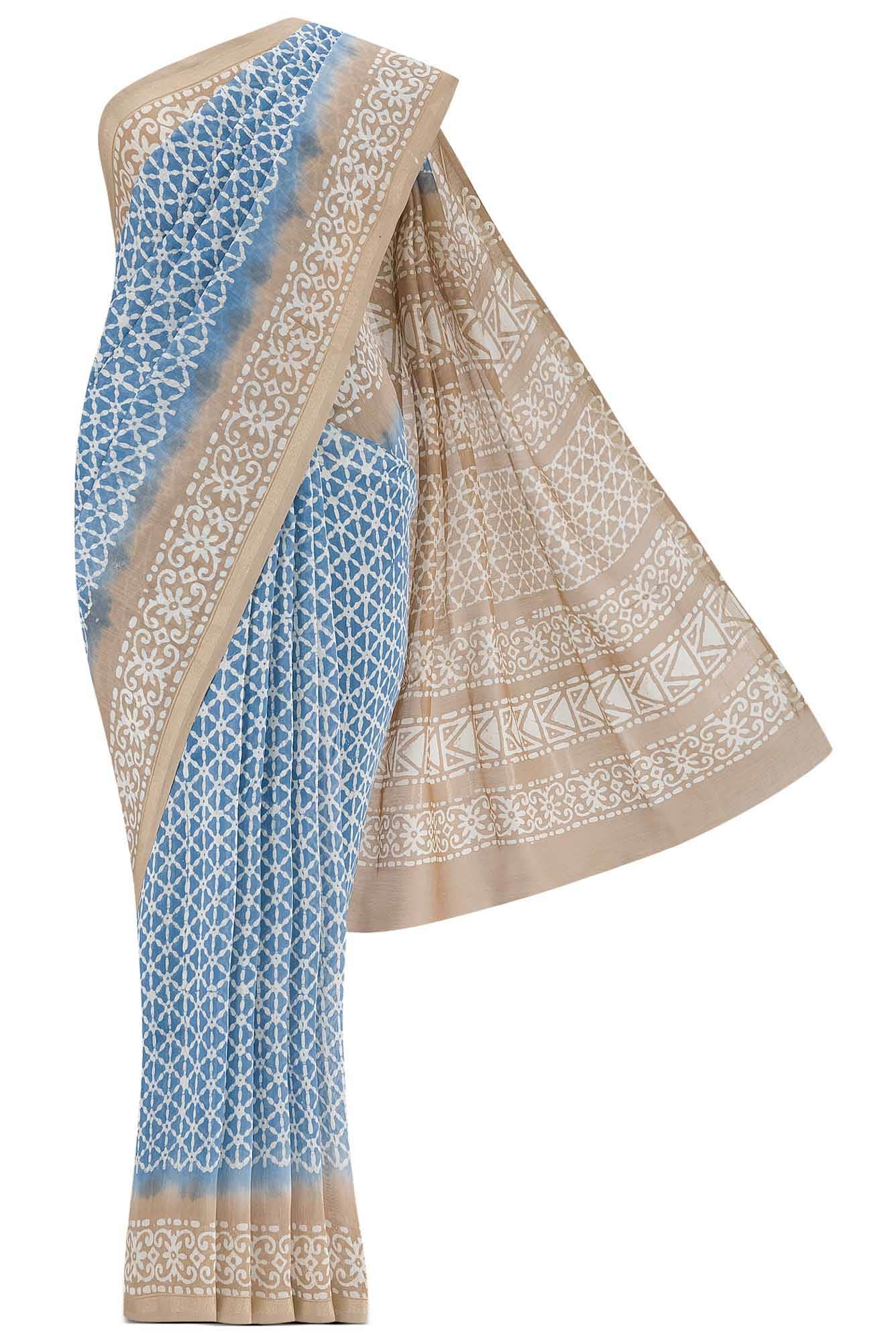 Blue Maheshwari Silk Cotton Saree