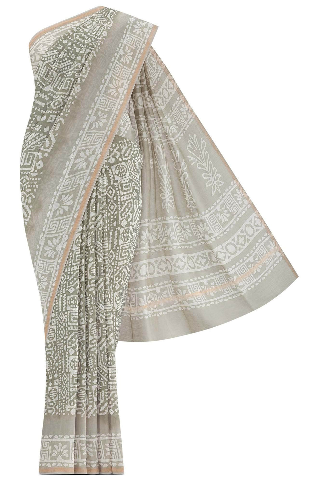 Grey Maheshwari Silk Cotton Saree