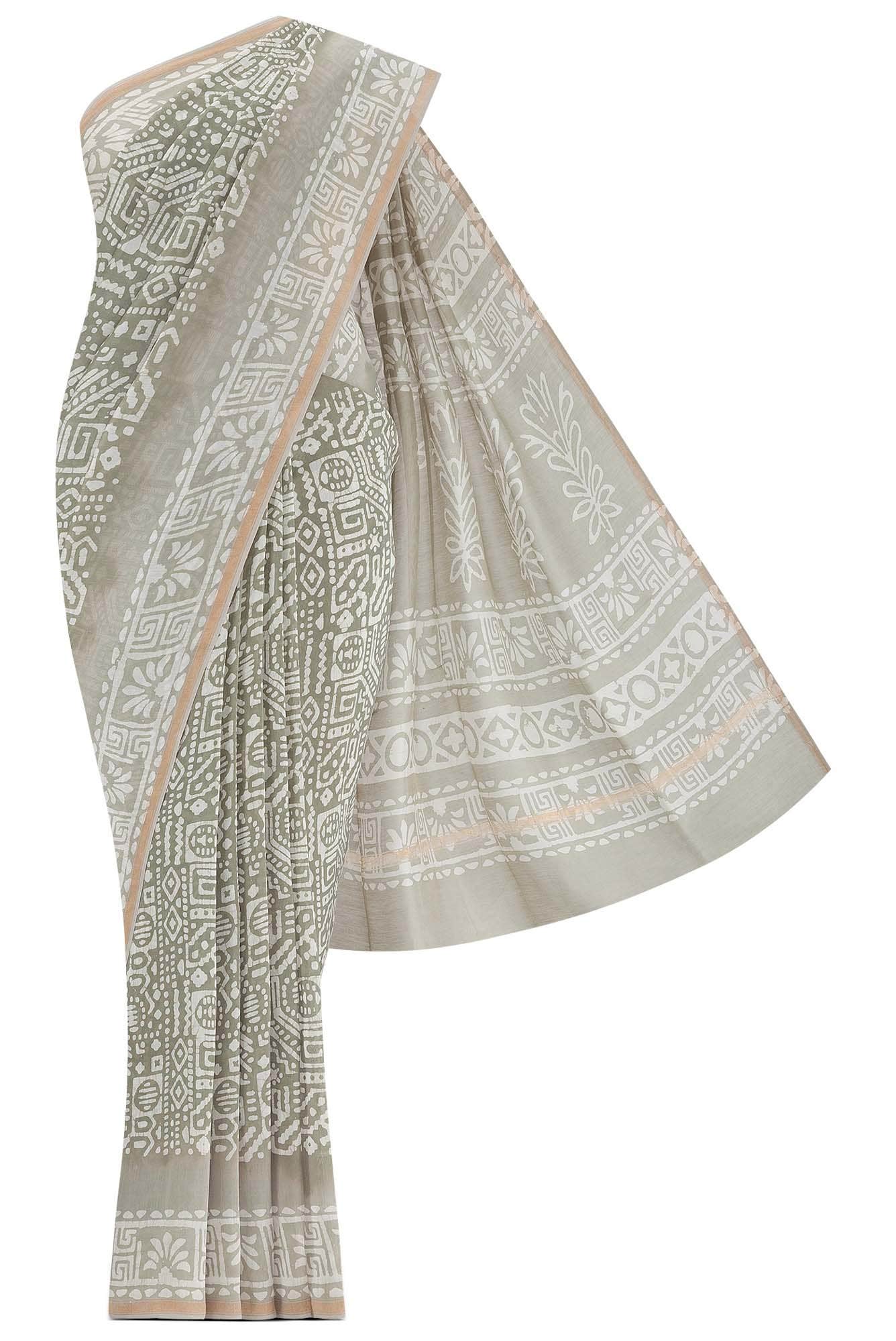 Grey Maheshwari Silk Cotton Saree