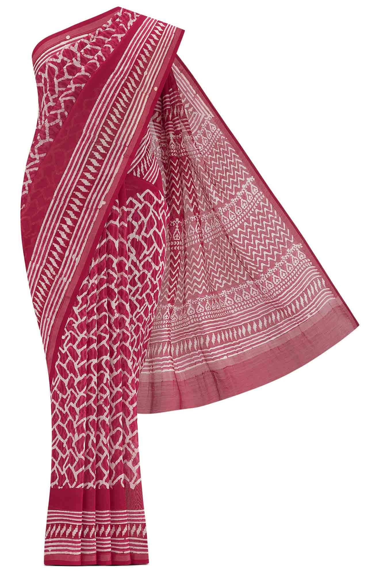 Red Maheshwari Silk Cotton Saree