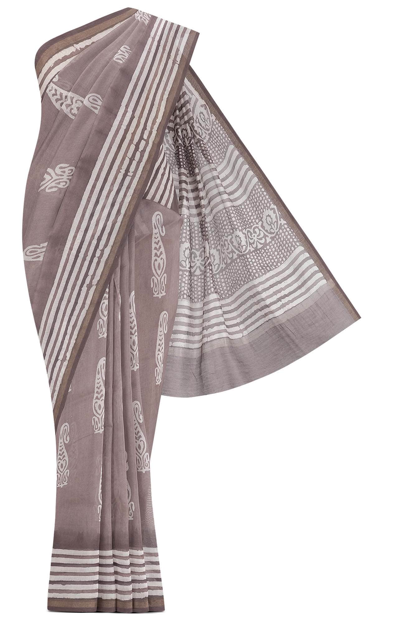 Mauve Maheshwari Silk Cotton Saree