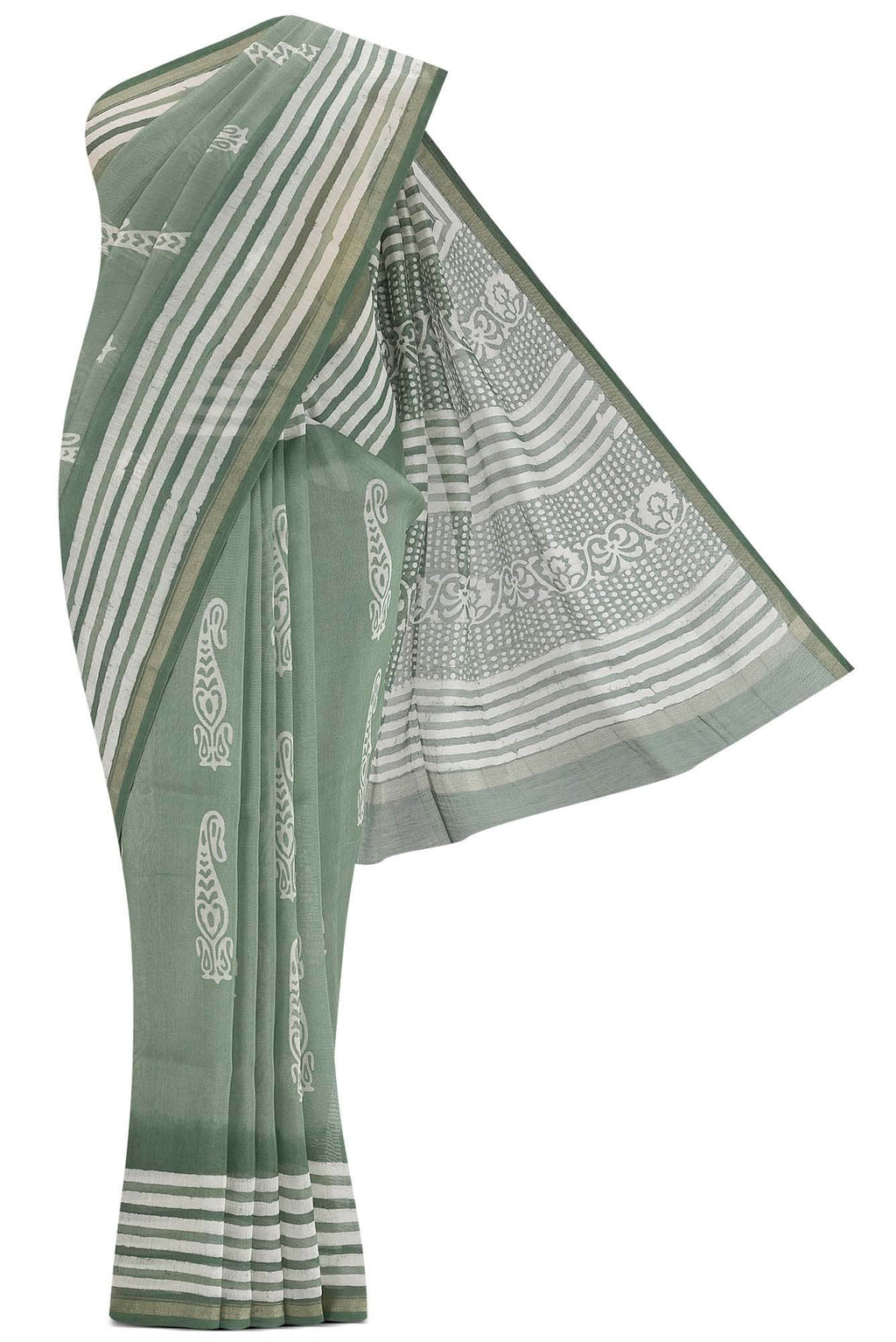 Green Maheshwari Silk Cotton Saree