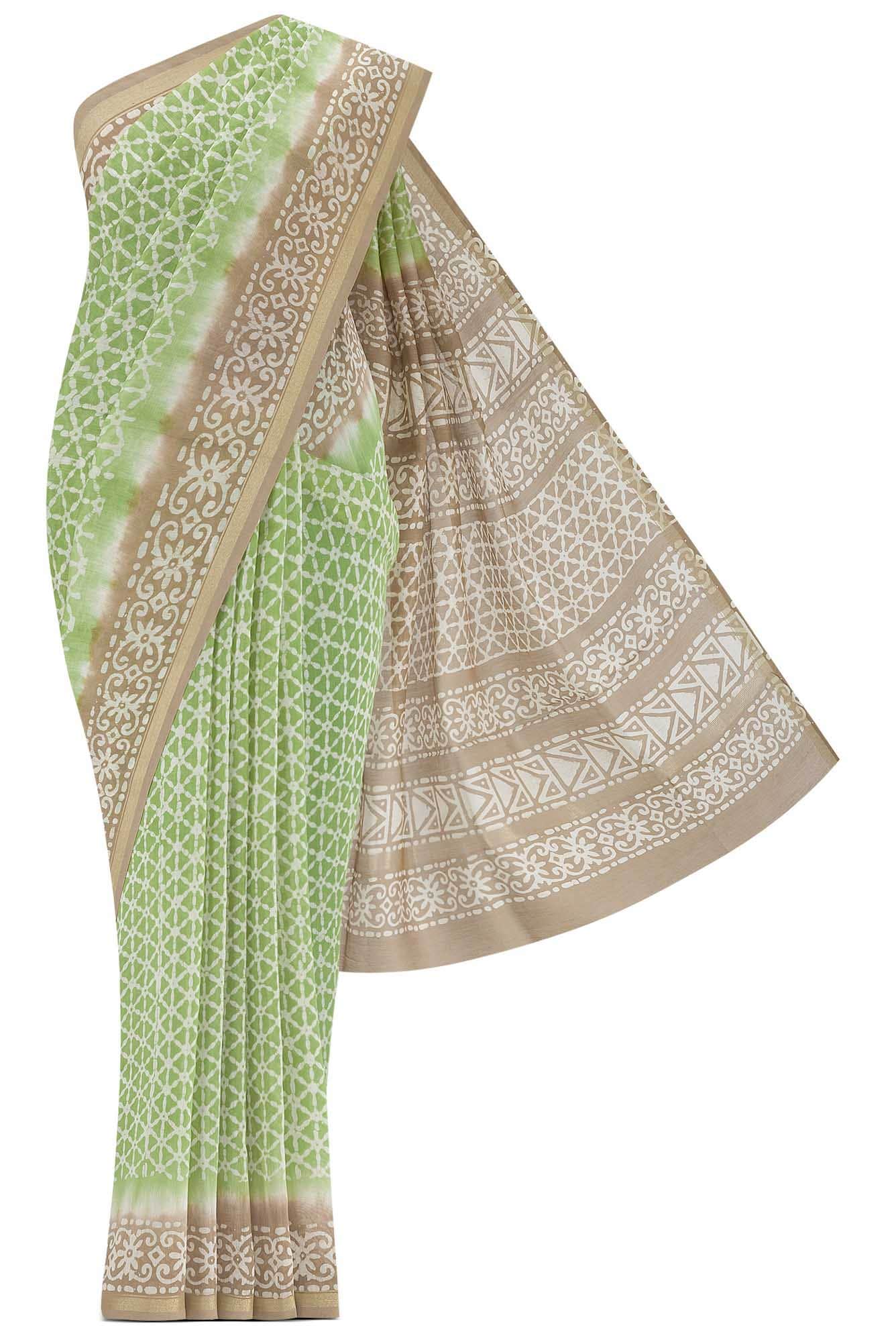 Green Maheshwari Silk Cotton Saree