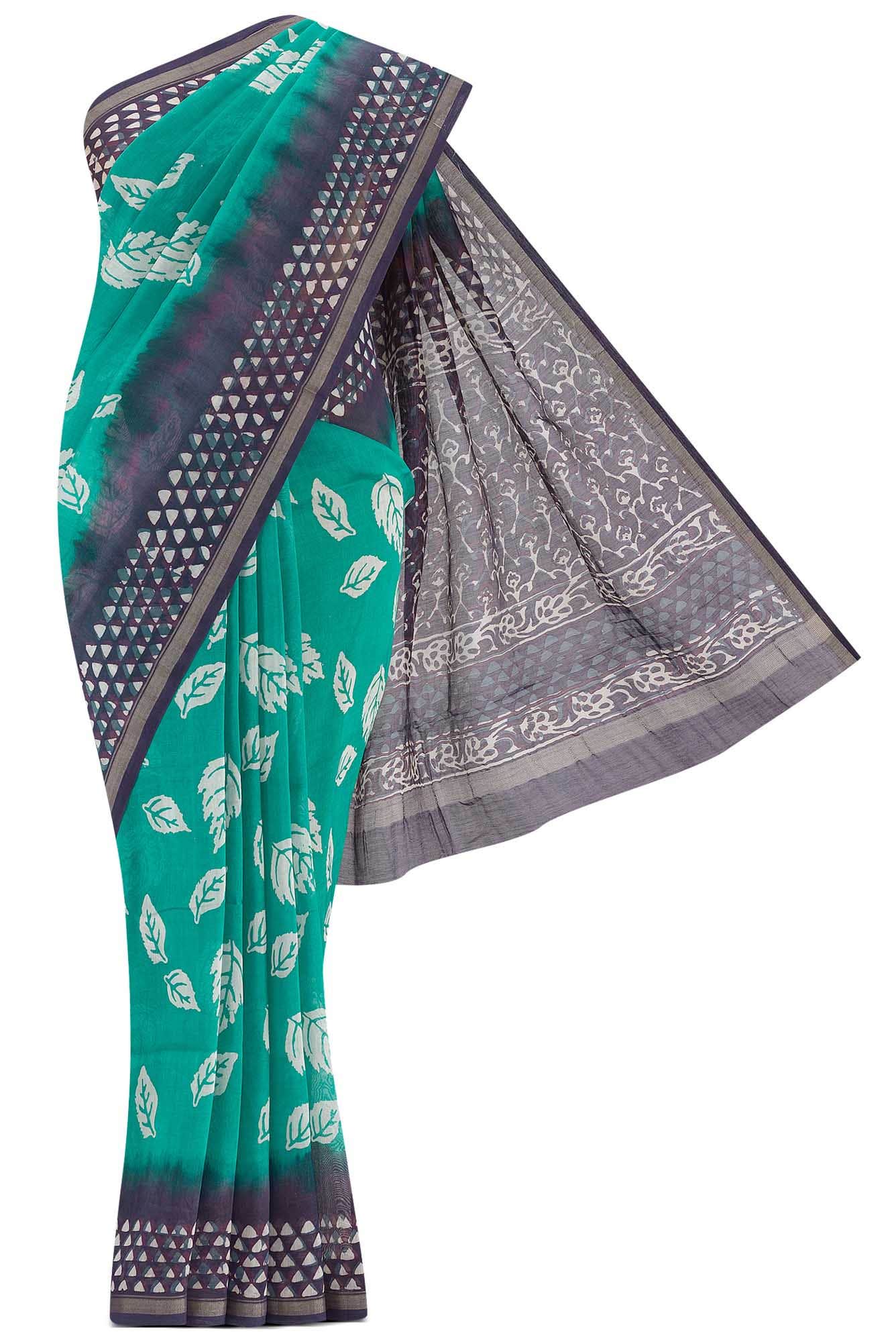 Green Maheshwari Silk Cotton Saree