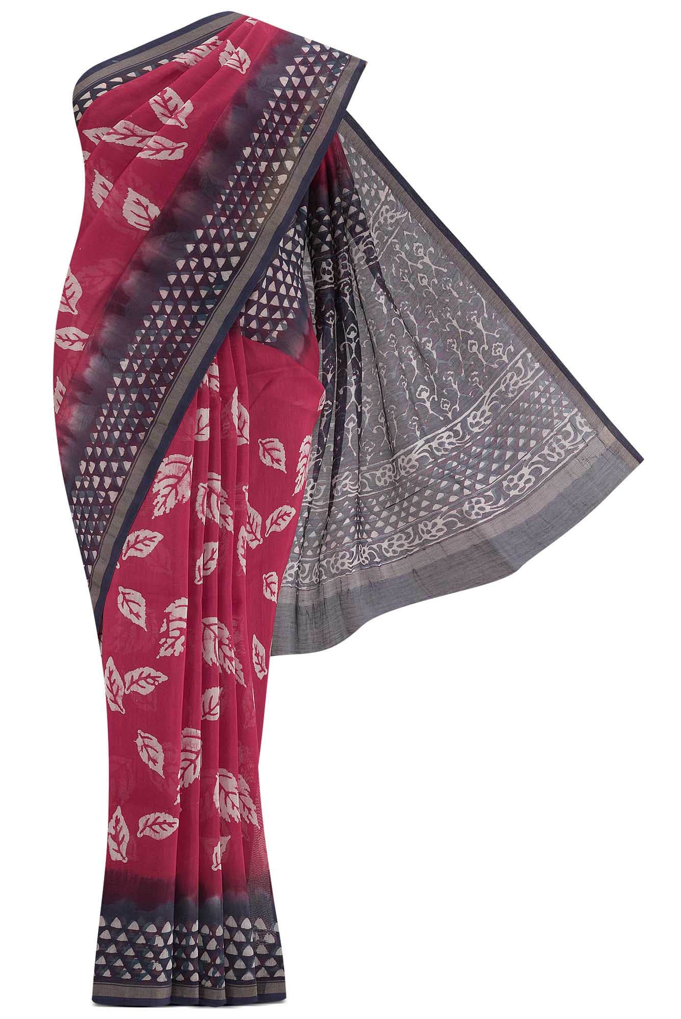 Pink Maheshwari Silk Cotton Saree