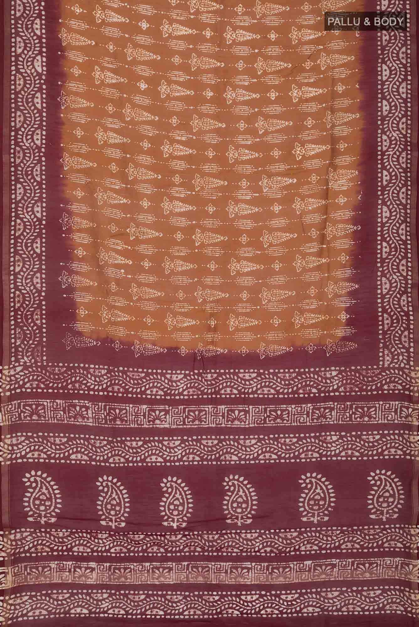 Brown Maheshwari Silk Cotton Saree