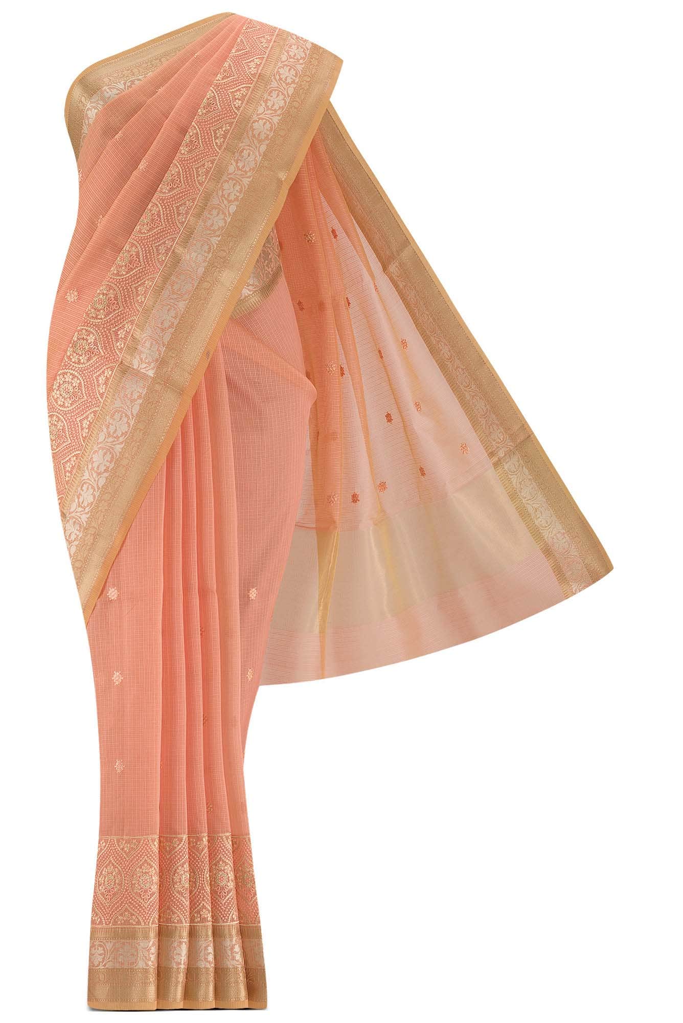 Orange Blended Kota Cotton Saree