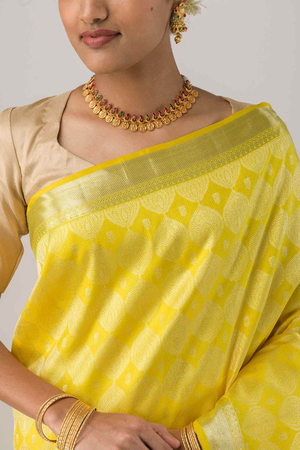 Subha-Yellow Kanchipuram Silk Saree