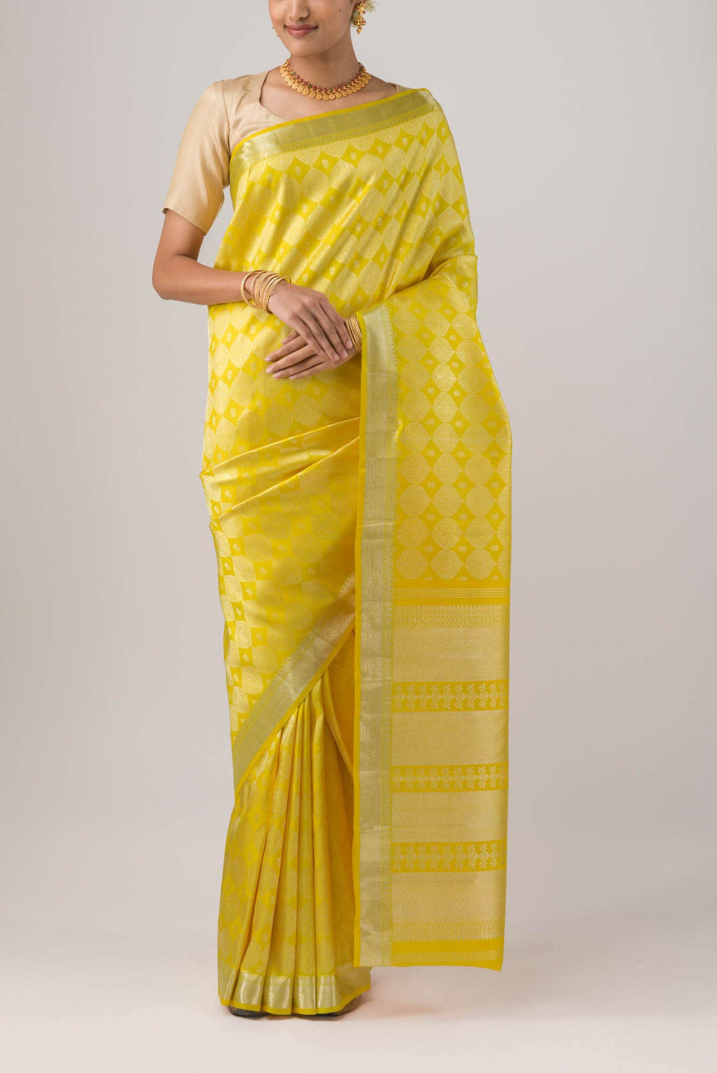 Subha-Yellow Kanchipuram Silk Saree
