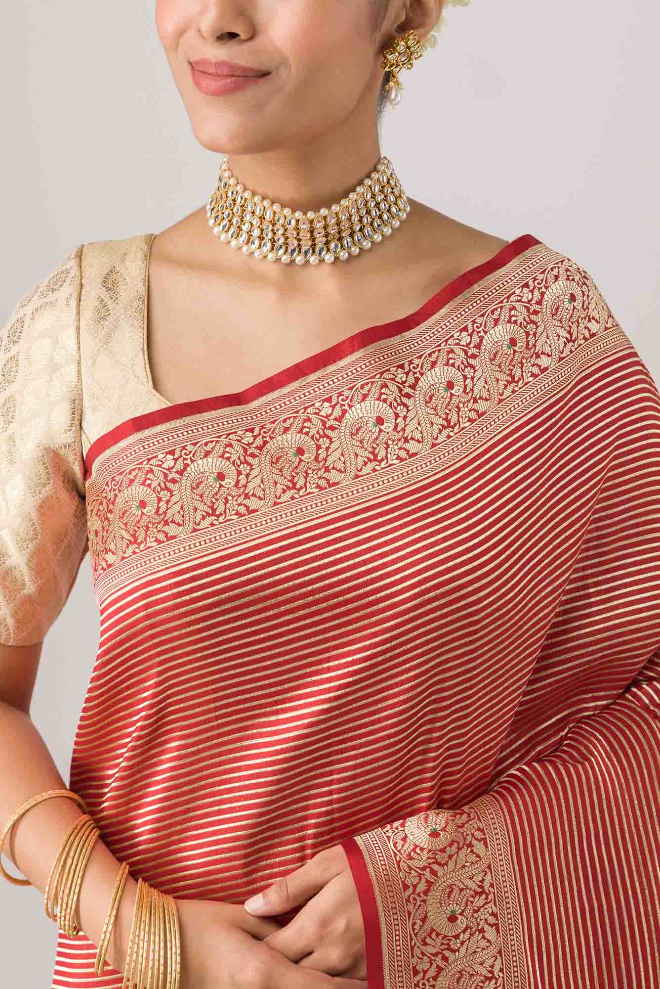 Prema-Red Banarasi Silk Saree