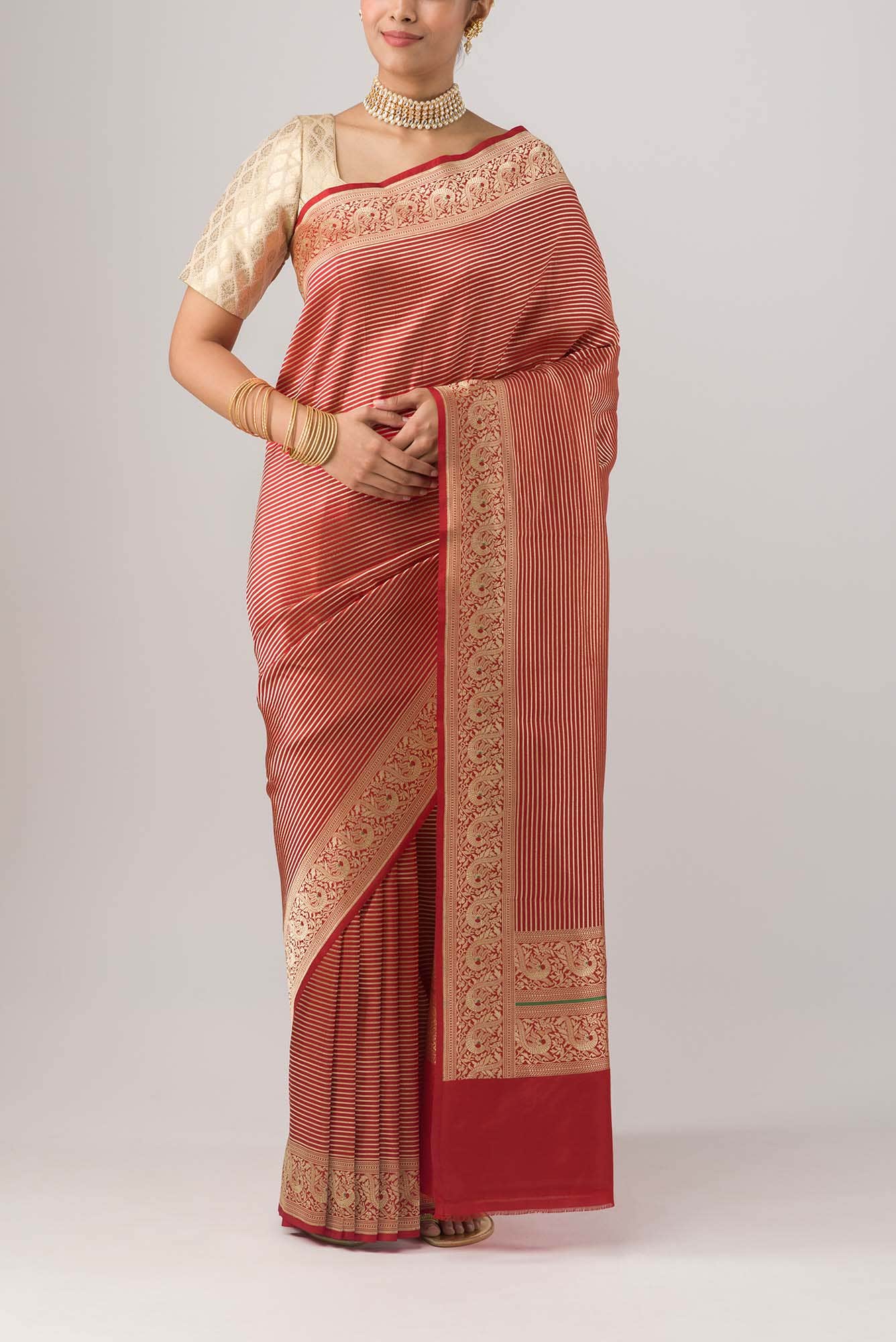 Prema-Red Banarasi Silk Saree