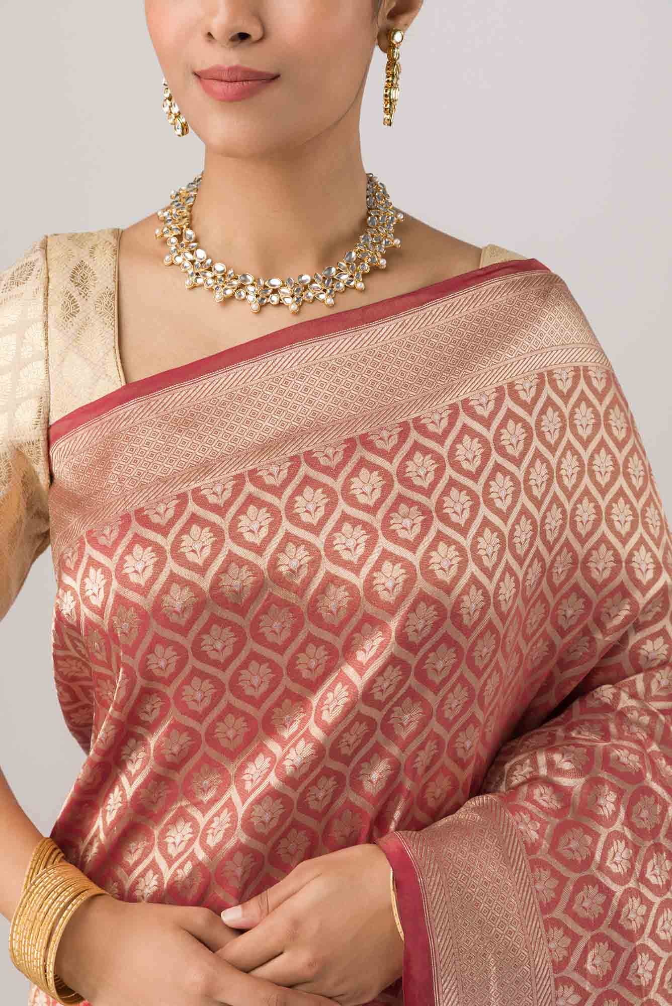 Antara-Orange Banarasi Silk Saree