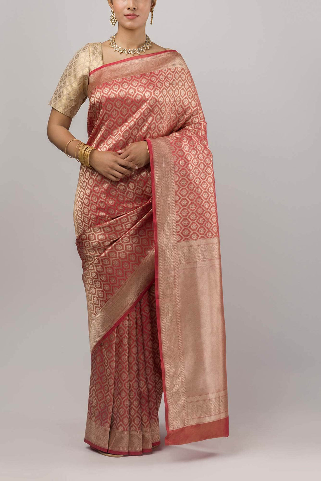 Antara-Orange Banarasi Silk Saree