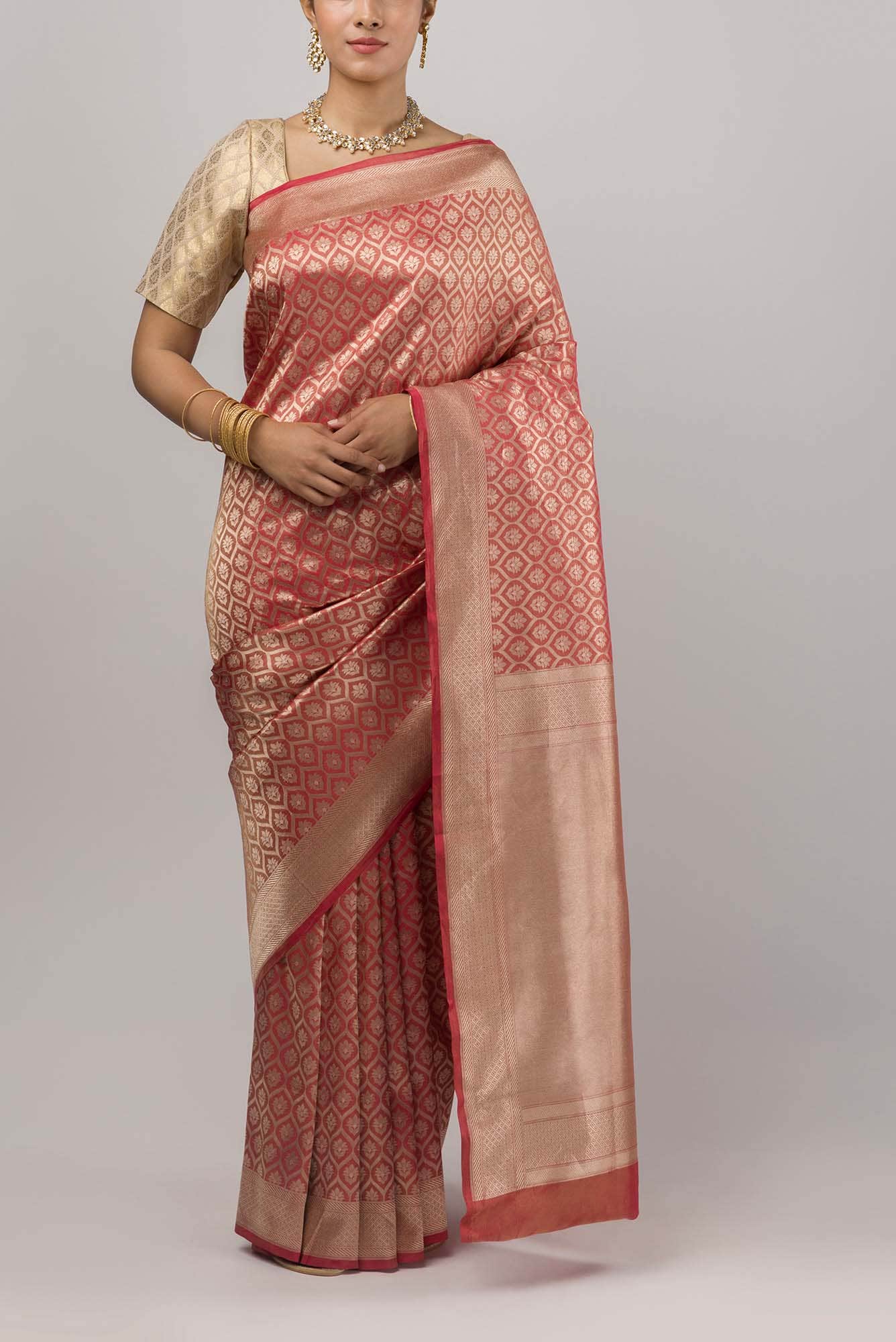 Antara-Orange Banarasi Silk Saree