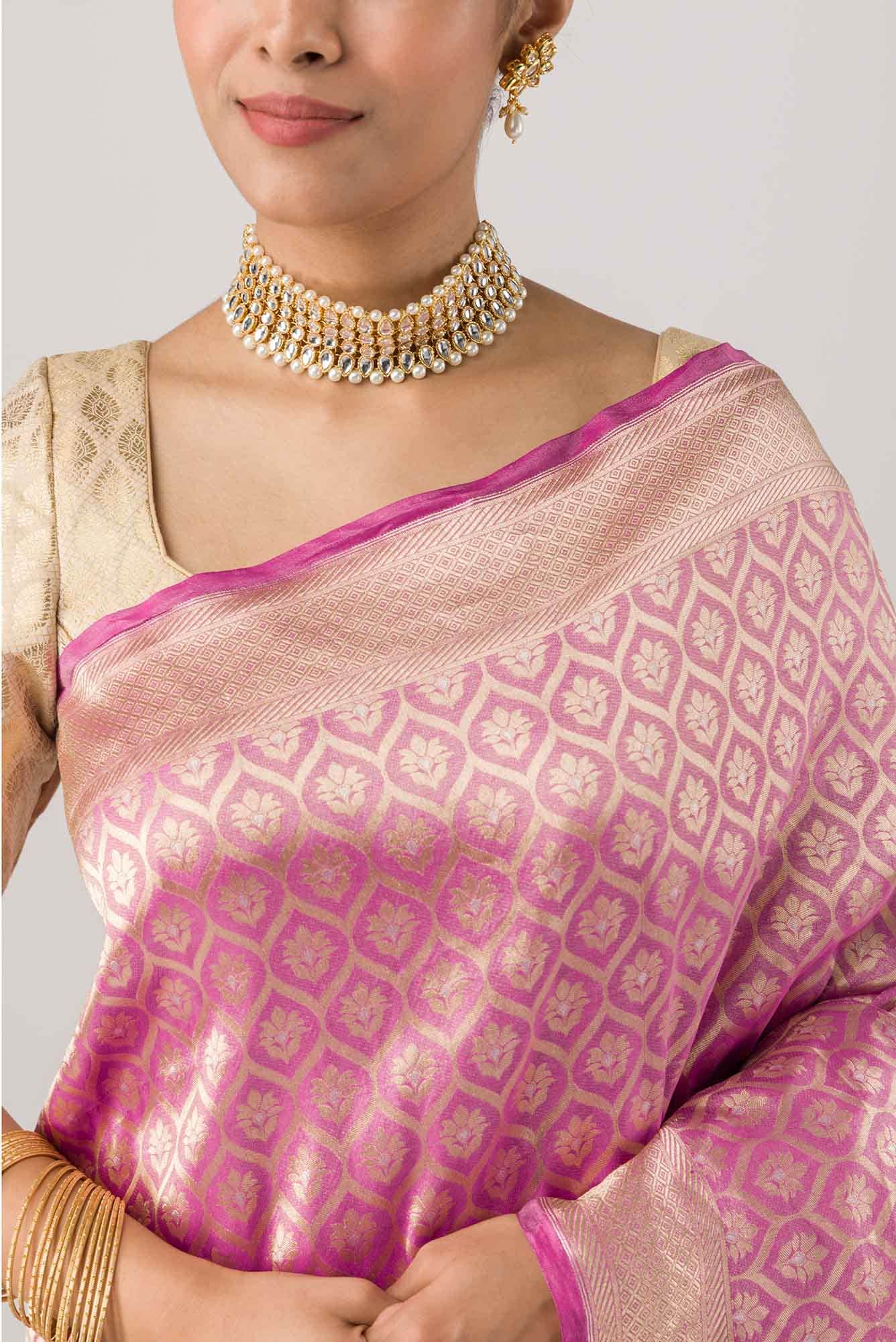 Antara-Pink Banarasi Silk Saree