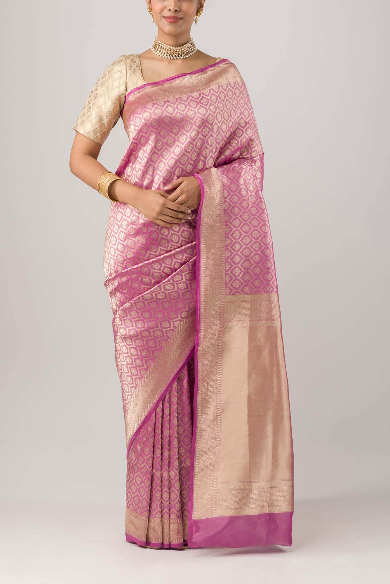 Antara-Pink Banarasi Silk Saree