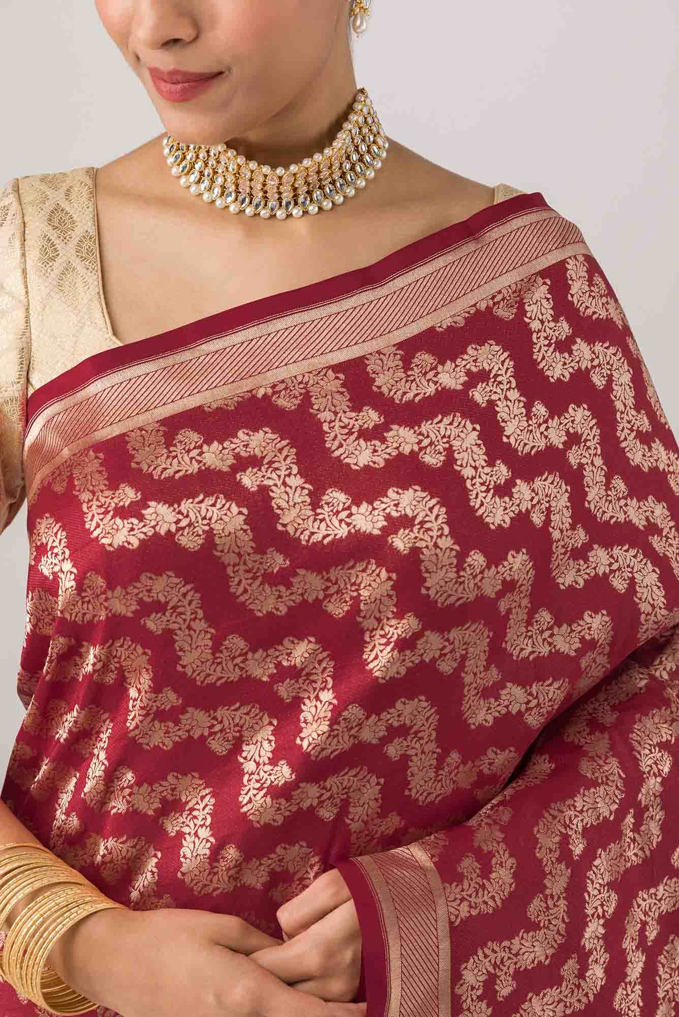 Ahalya-Red Banarasi Silk Saree