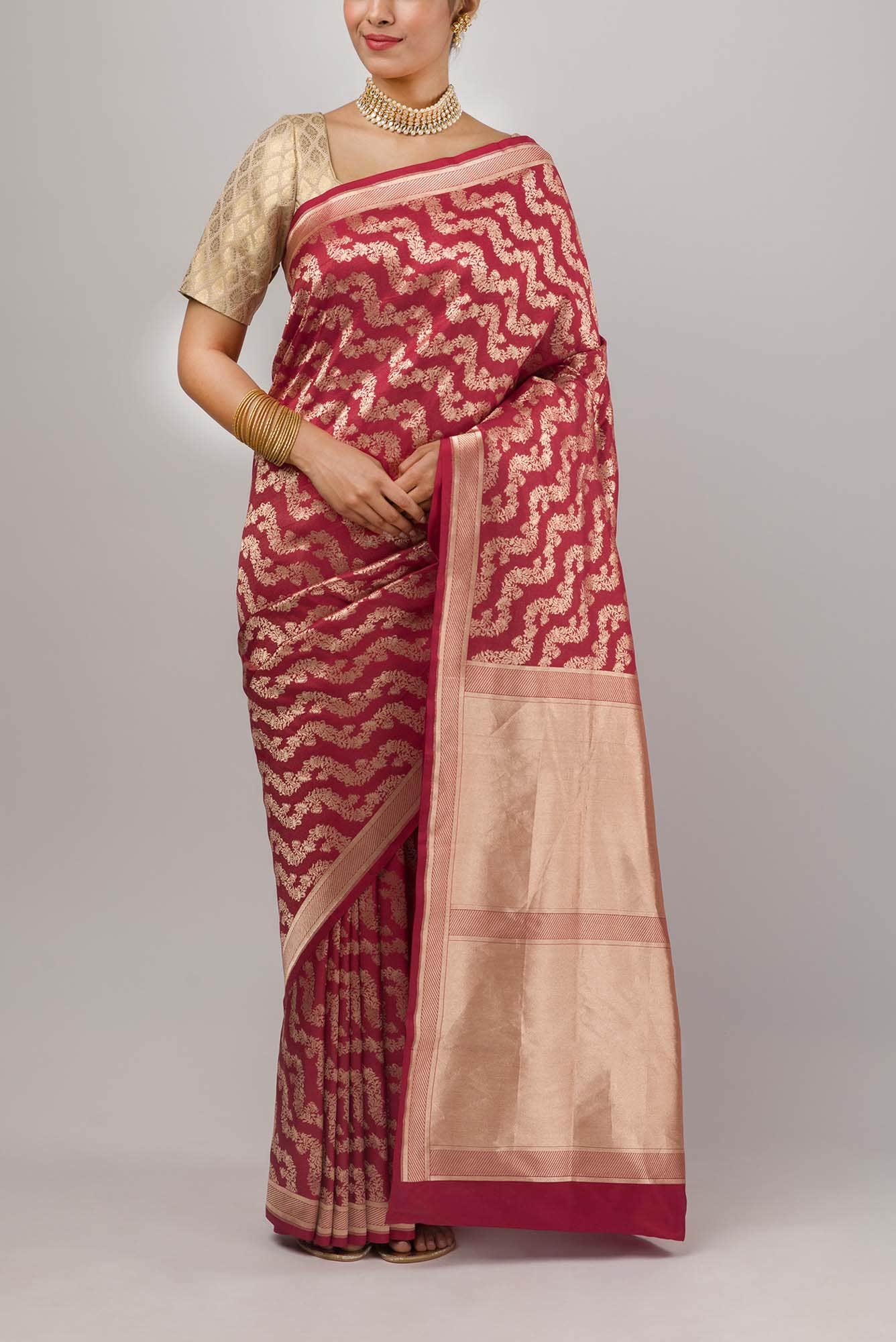 Ahalya-Red Banarasi Silk Saree