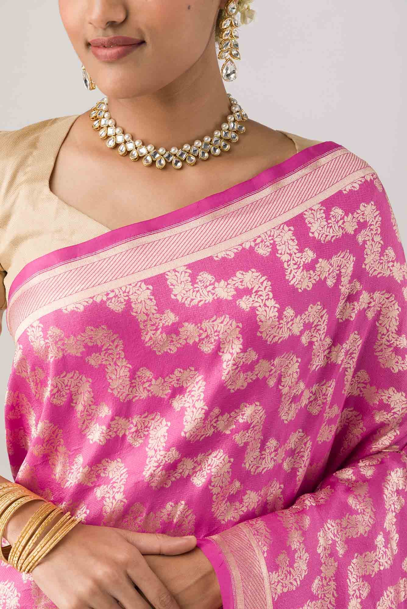Ahalya-Pink Banarasi Silk Saree