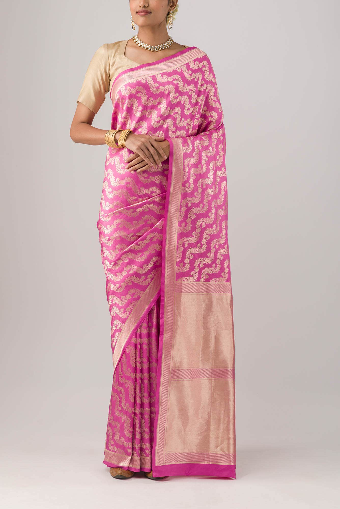 Ahalya-Pink Banarasi Silk Saree