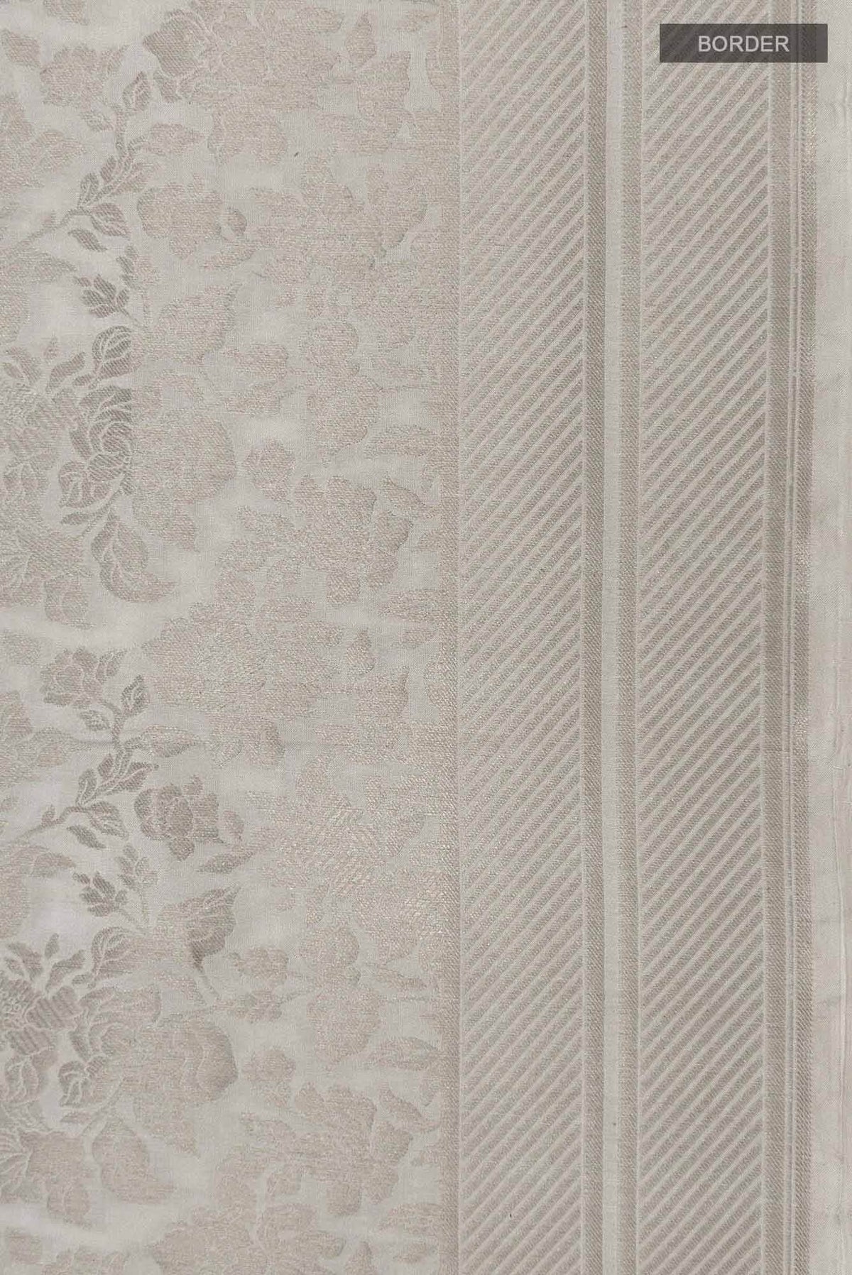 Blossom Bahar-White Banarasi Silk Saree