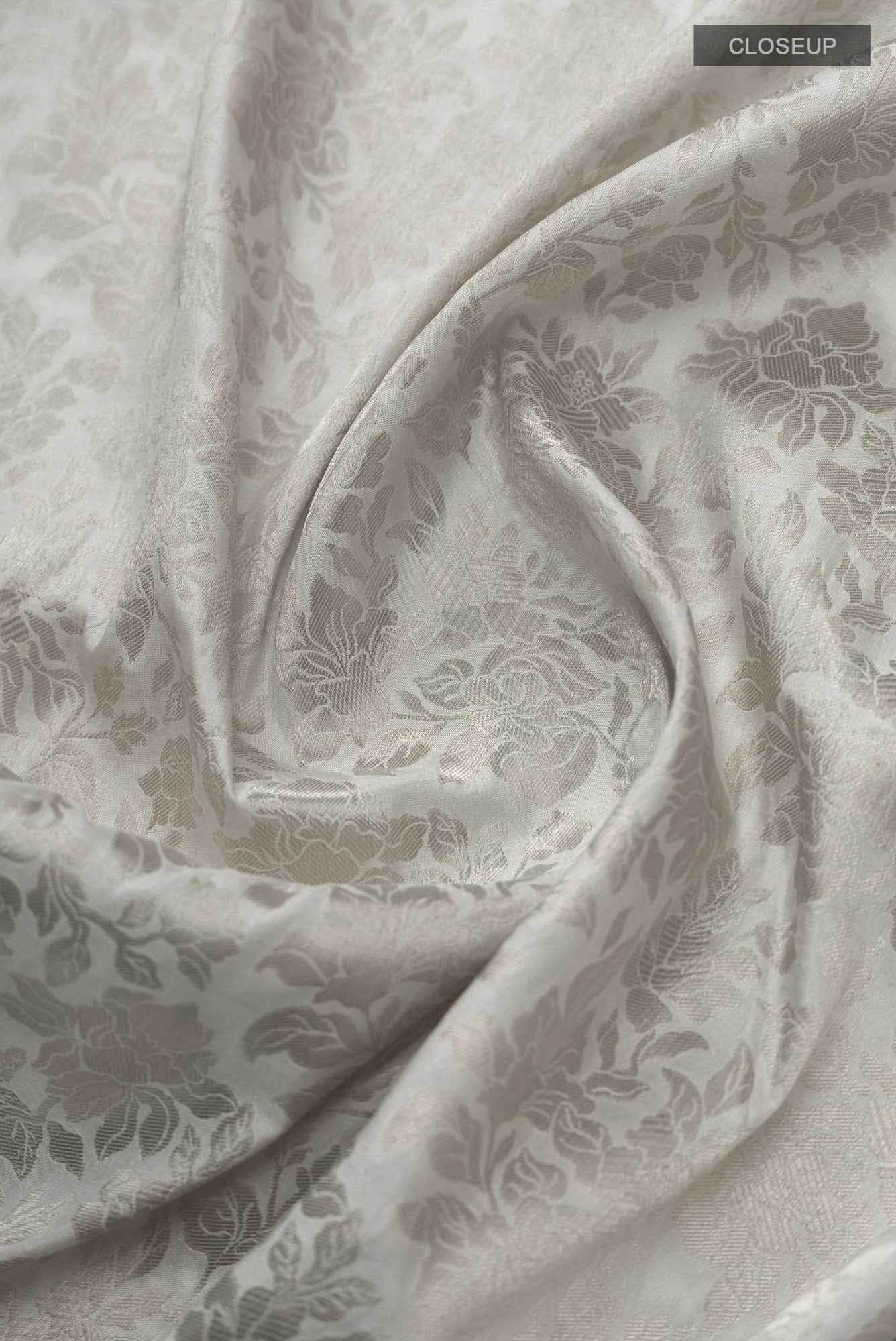 Blossom Bahar-White Banarasi Silk Saree