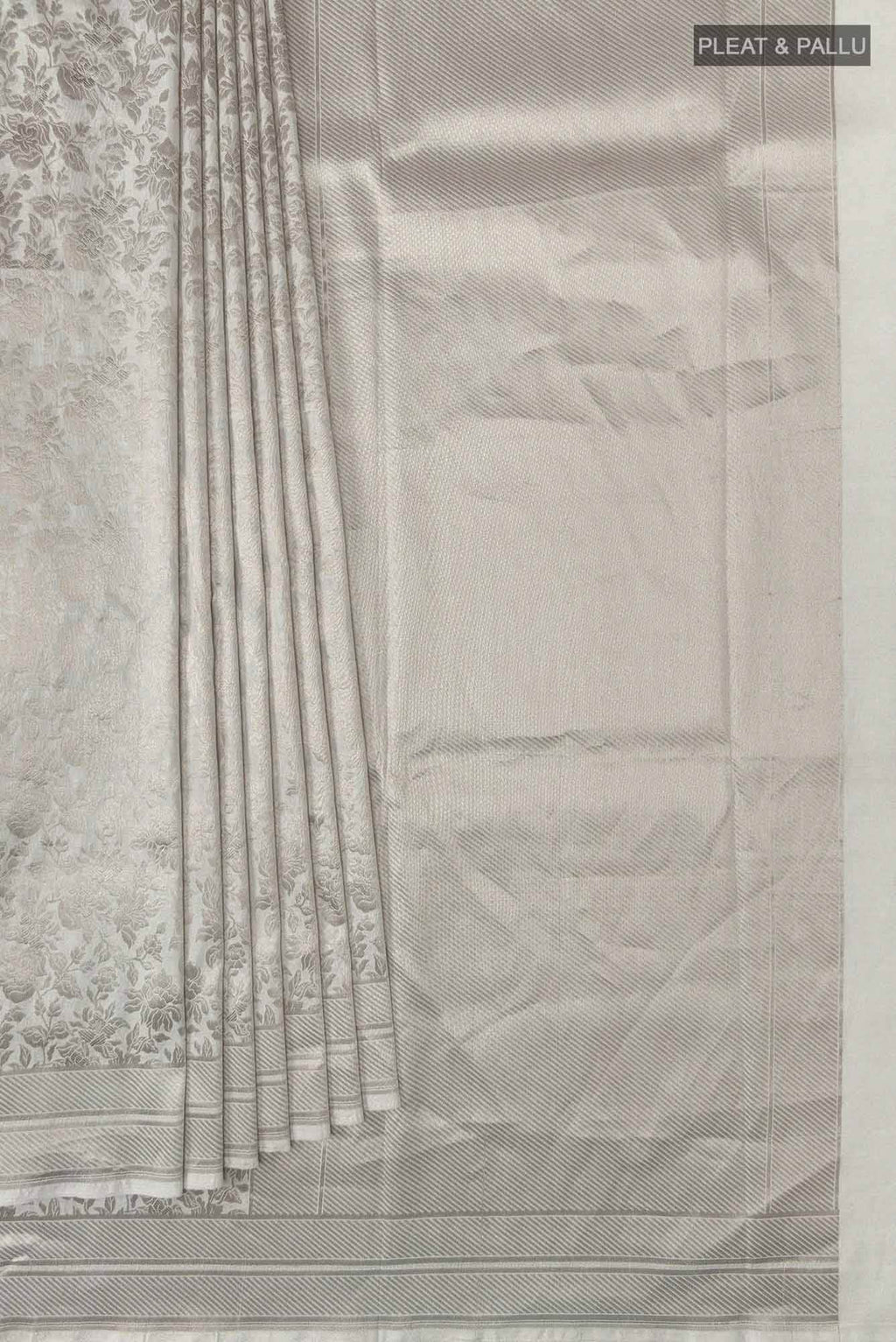 Blossom Bahar-White Banarasi Silk Saree