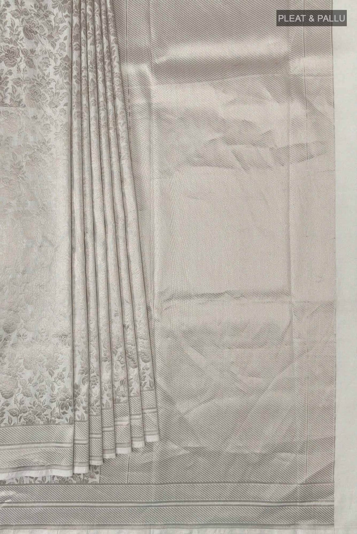 Blossom Bahar-White Banarasi Silk Saree