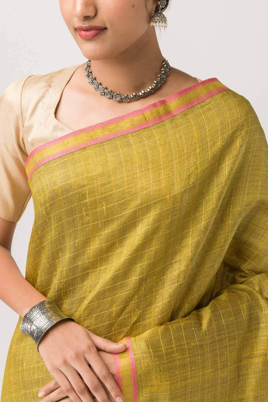 Aahana-Yellow Bhagalpuri Tussar Silk Saree