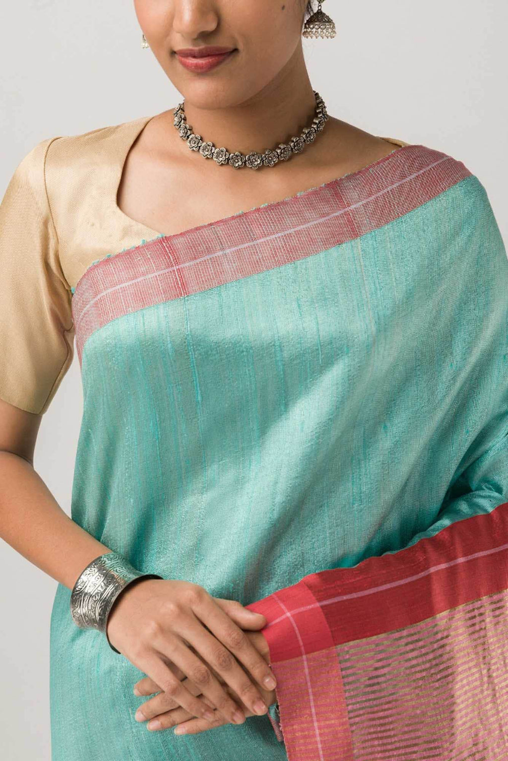 Kruti-Sea Green Bhagalpuri Tussar Silk Saree