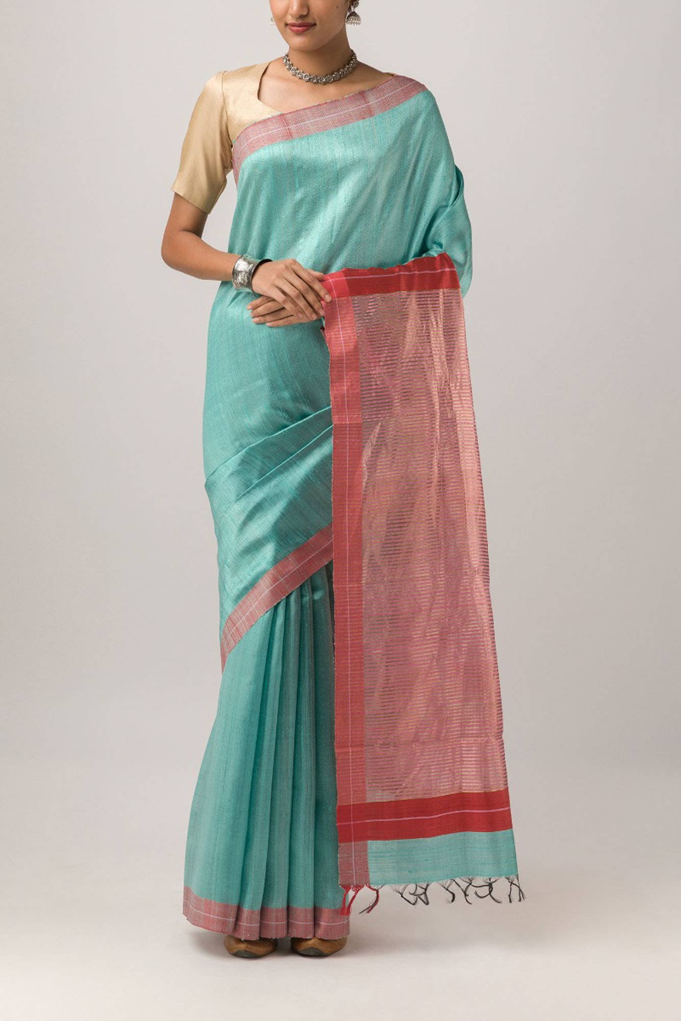 Kruti-Sea Green Bhagalpuri Tussar Silk Saree