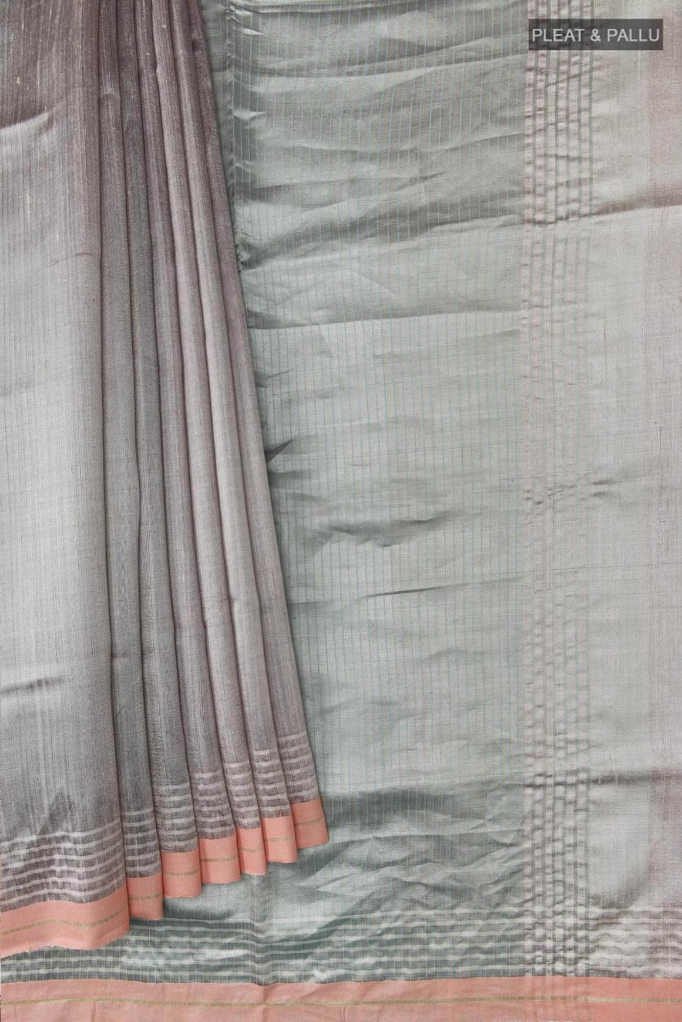 Bhavi-Silver Bhagalpuri Tussar Silk Saree