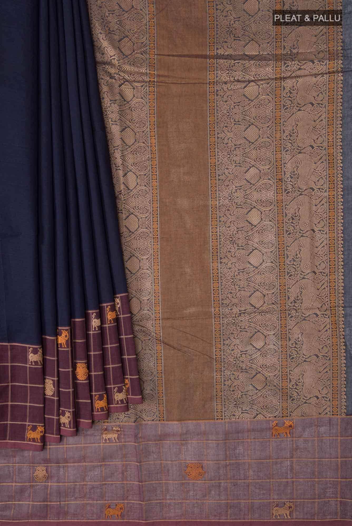 Navy Blue Coimbatore Cotton Saree