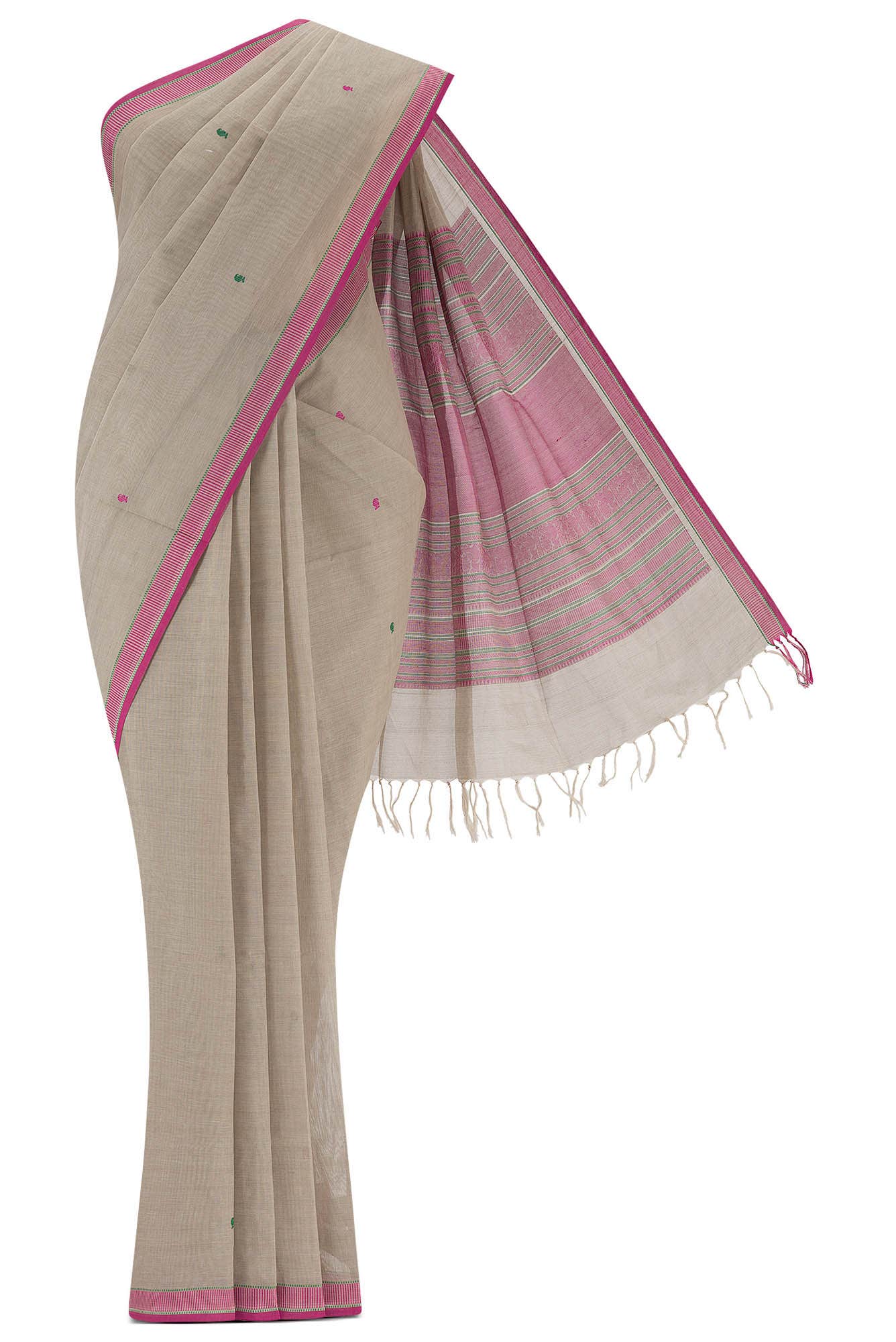 Beige Coimbatore Cotton Saree